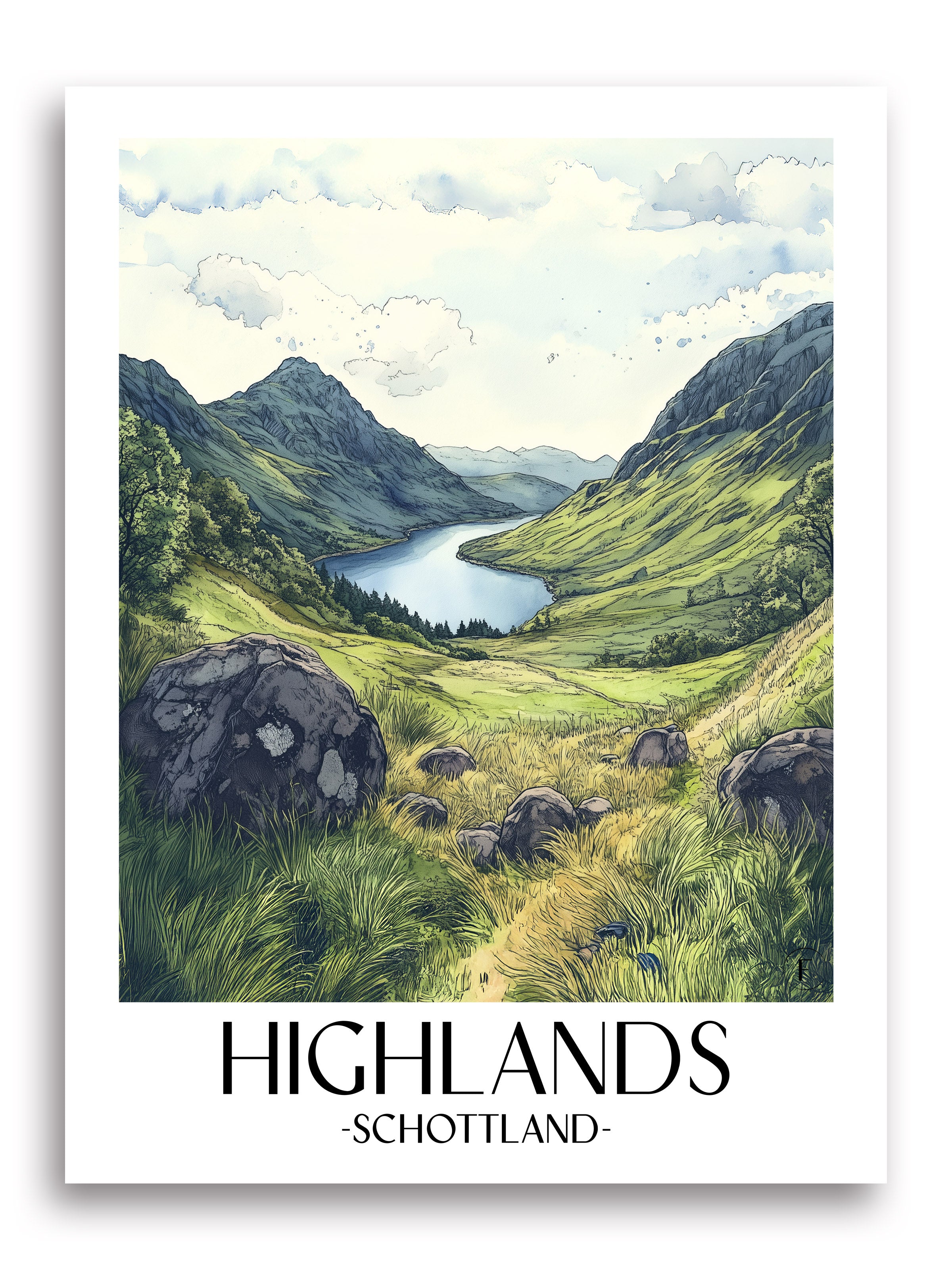 highlands-schottland-poster-aquarell