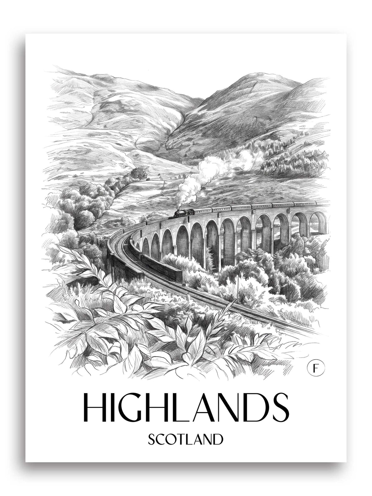 Highlands Poster - Schottland - Schottland Kunstdruck - Zeichnung von A4 bis A1 - favplace