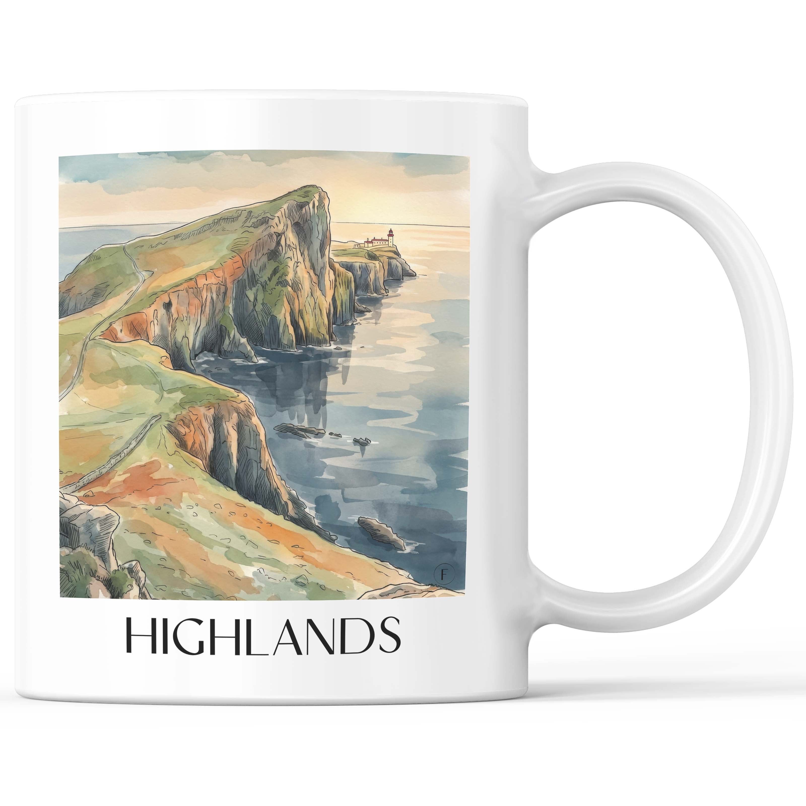 Highlands - Schottland Becher - Kaffeetasse im Aquarell Stil - favplace