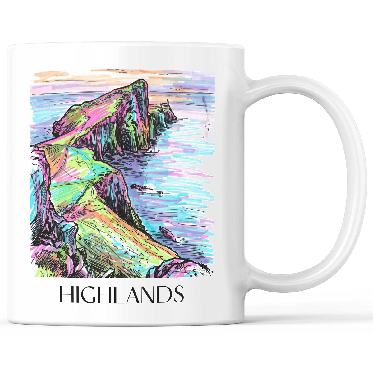 Highlands - Schottland Becher - Kaffeetasse im Tag Graffiti Stil - favplace