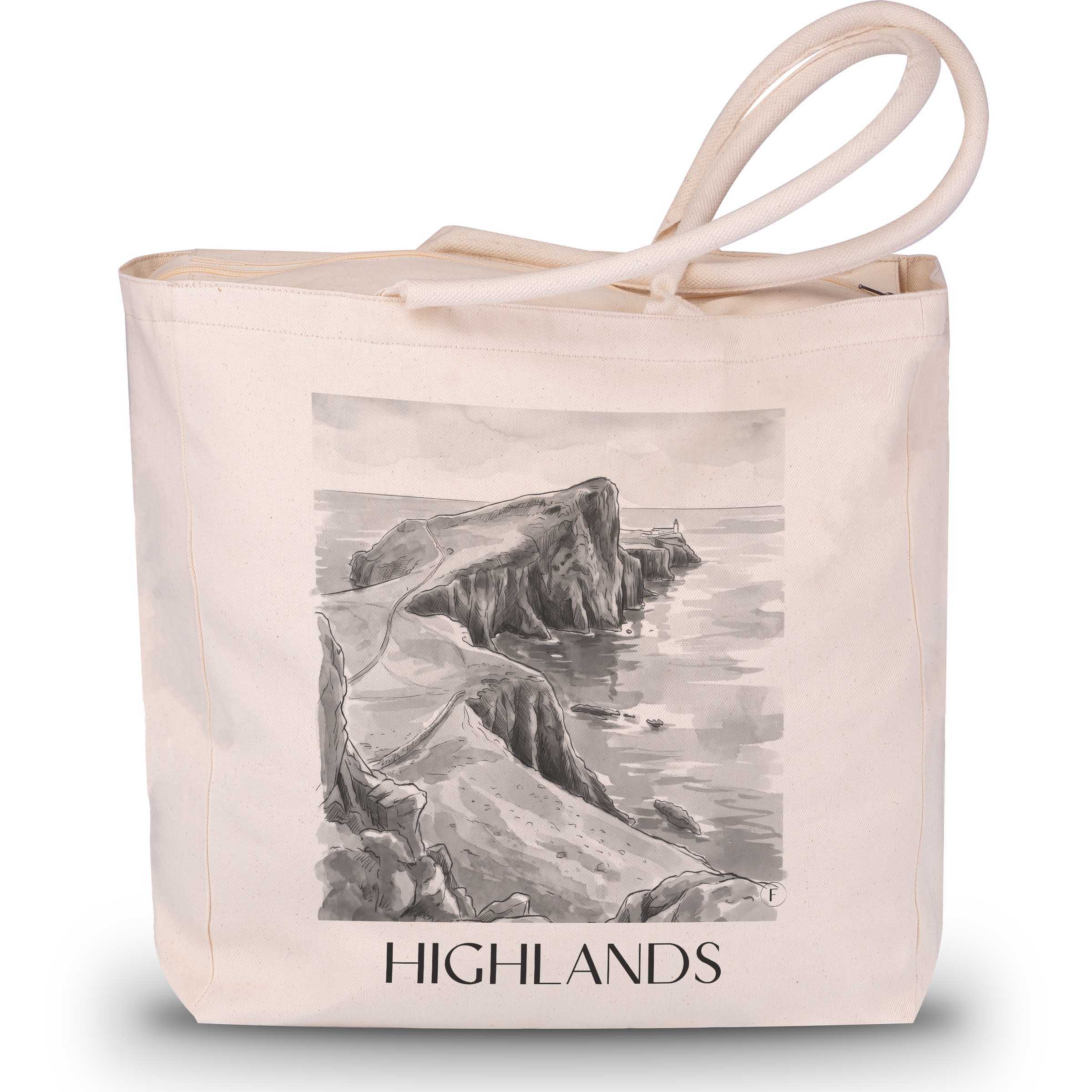 highlands-schottland-einkaufstasche-aquarell-schwarz-weiss