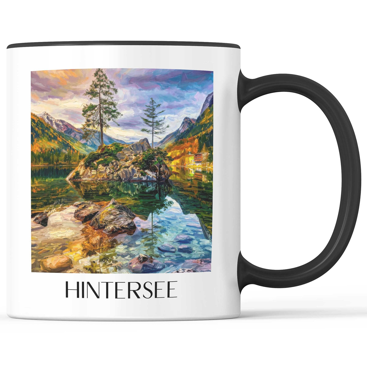 Hintersee Kaffeebecher - Berchtesgadener Land - Deutschland Becher - Kaffeetasse im Ölgemälde Stil - favplace