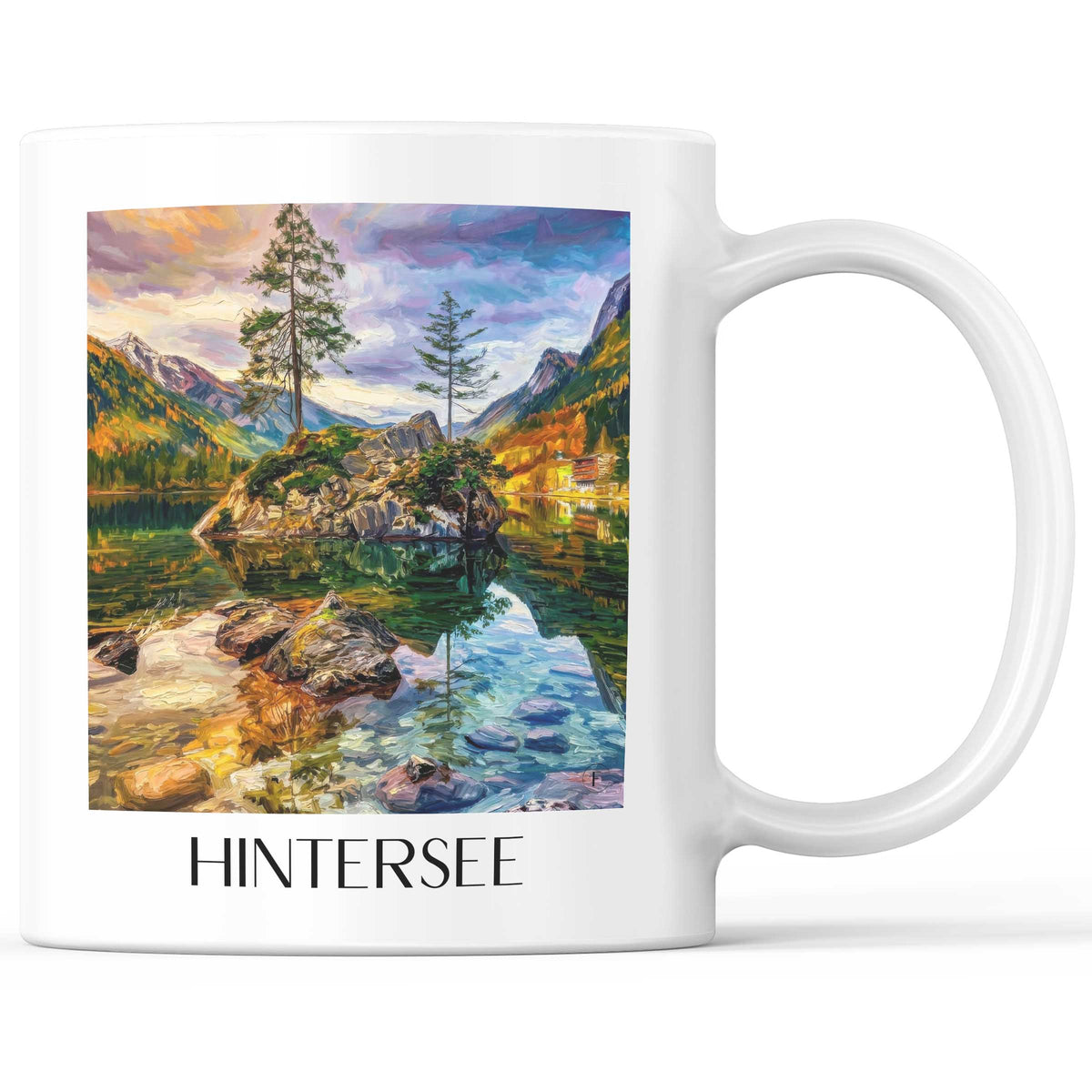Hintersee Kaffeebecher - Berchtesgadener Land - Deutschland Becher - Kaffeetasse im Ölgemälde Stil - favplace