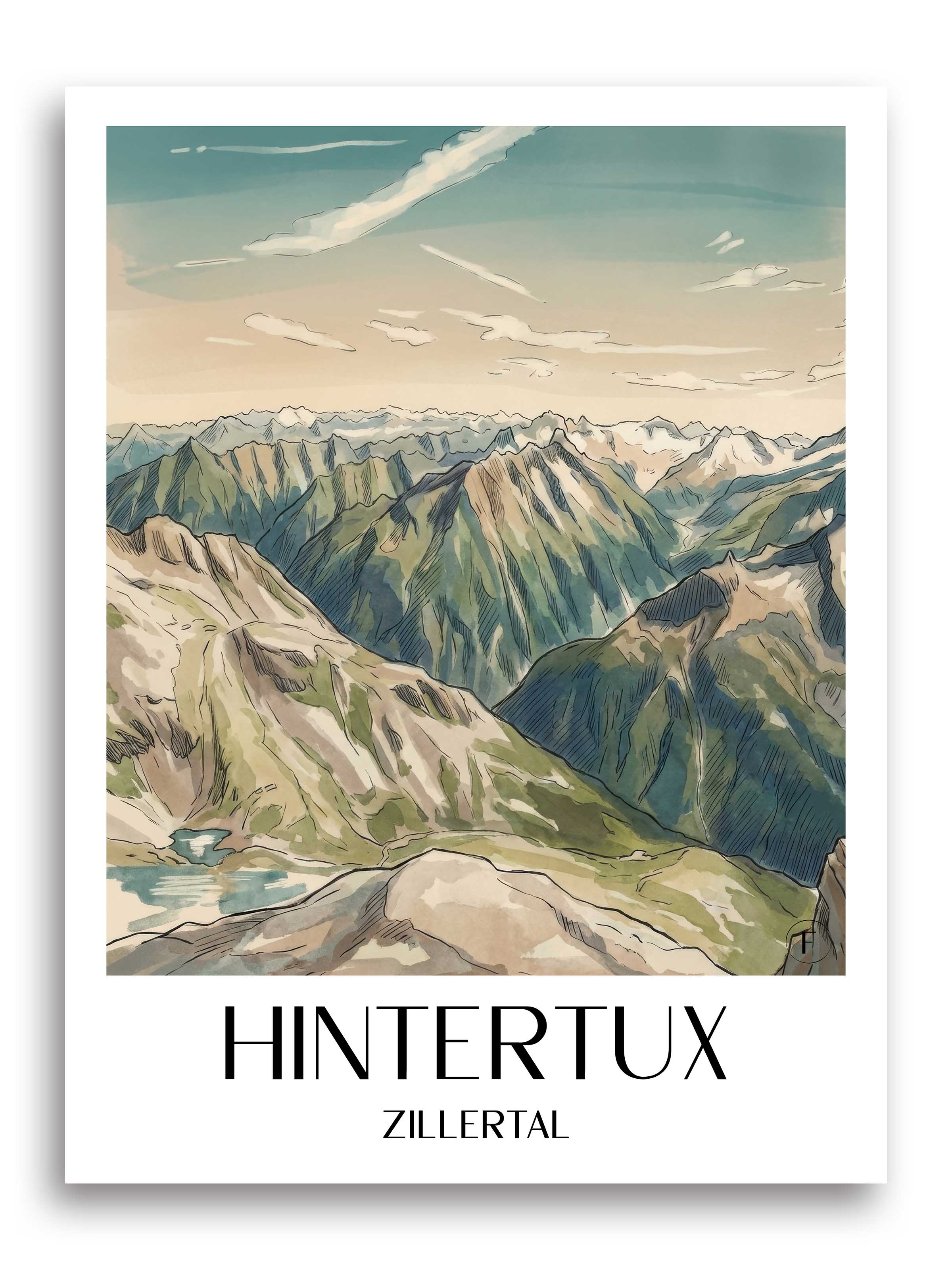 hintertux-zillertal-österreich-poster-aquarell