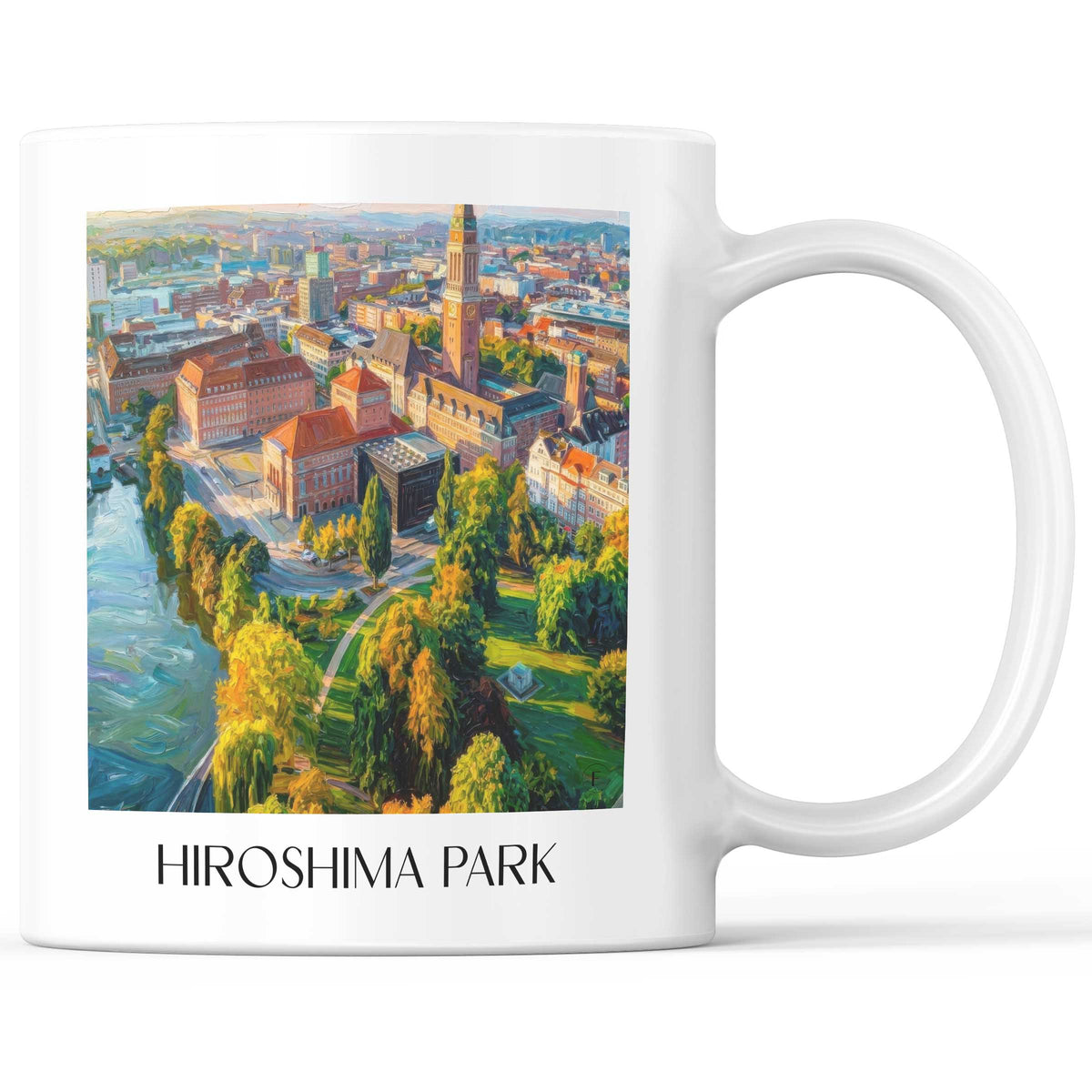 Hiroshimapark Kaffeebecher - Kiel - Deutschland Becher - Kaffeetasse im Ölgemälde Stil - favplace