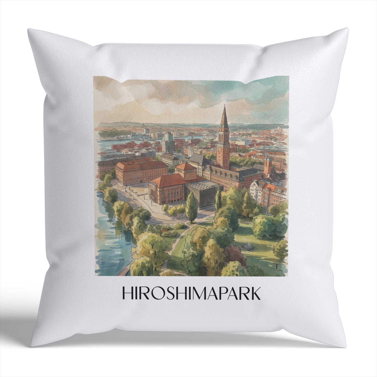 hiroshimapark-kiel-deutschland-kissenbezug-aquarell