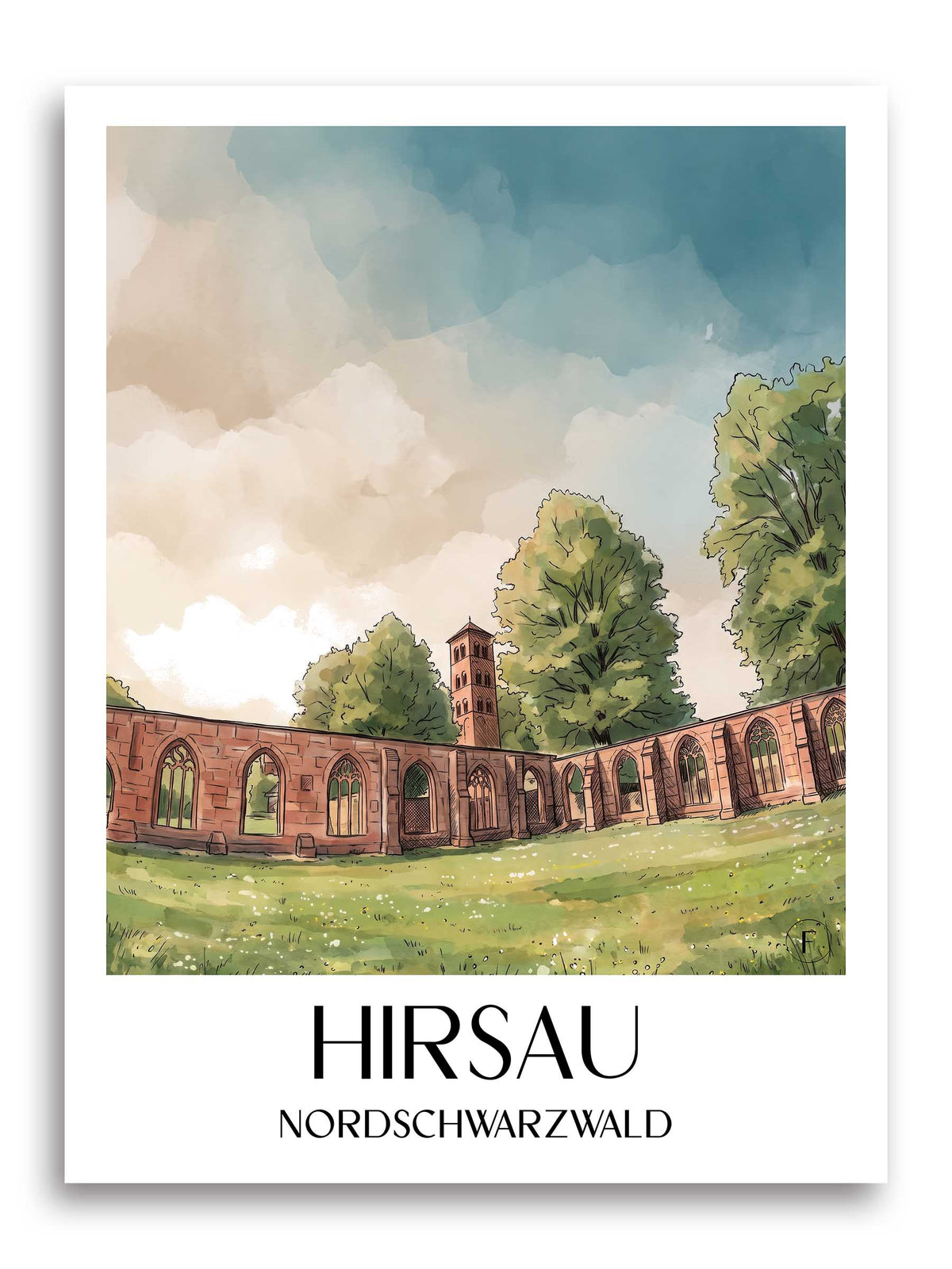 hirsau-nordschwarzwald-deutschland-poster-aquarell
