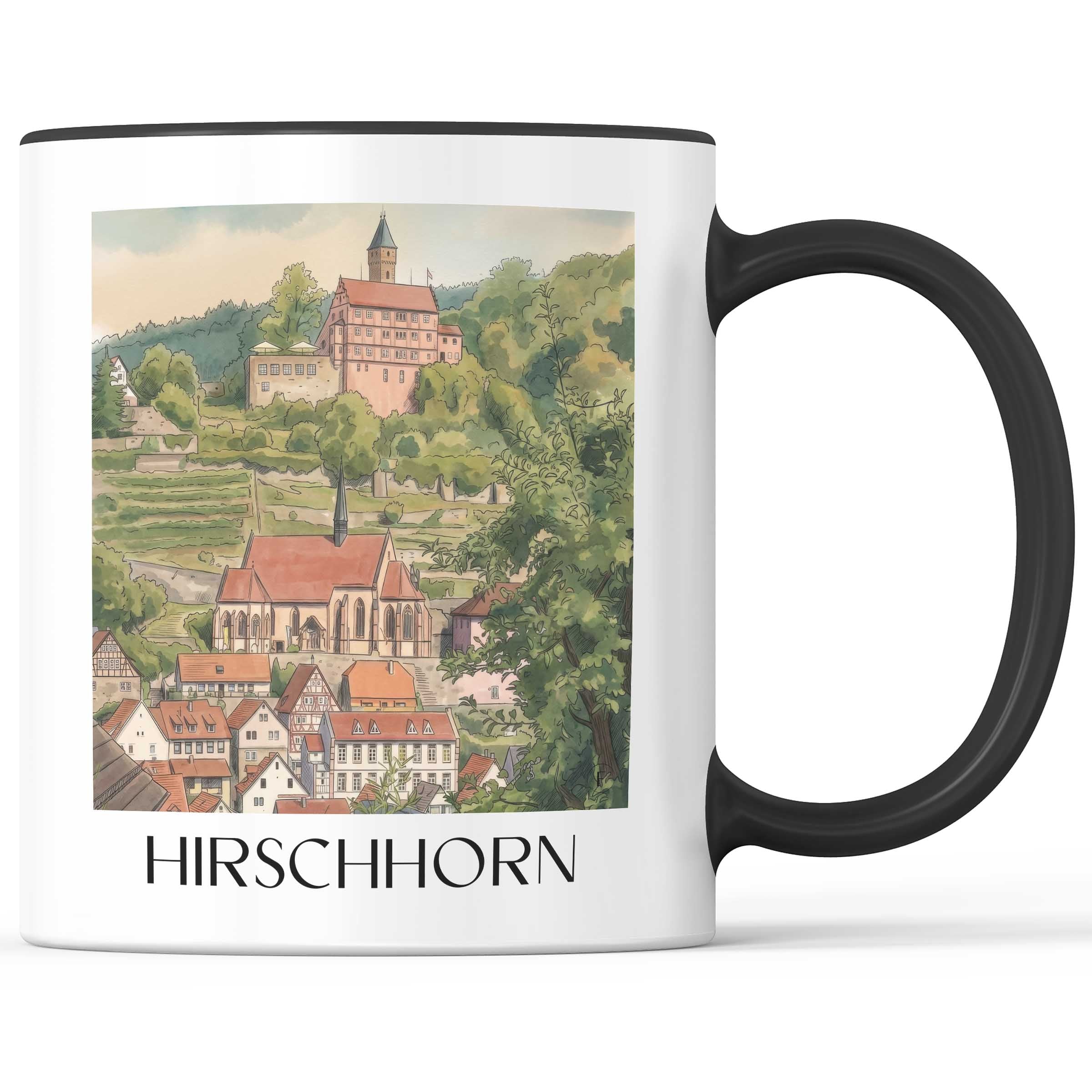 Hirschhorn Kaffeebecher - Odenwald - Deutschland Becher - Kaffeetasse im Aquarell Stil - favplace