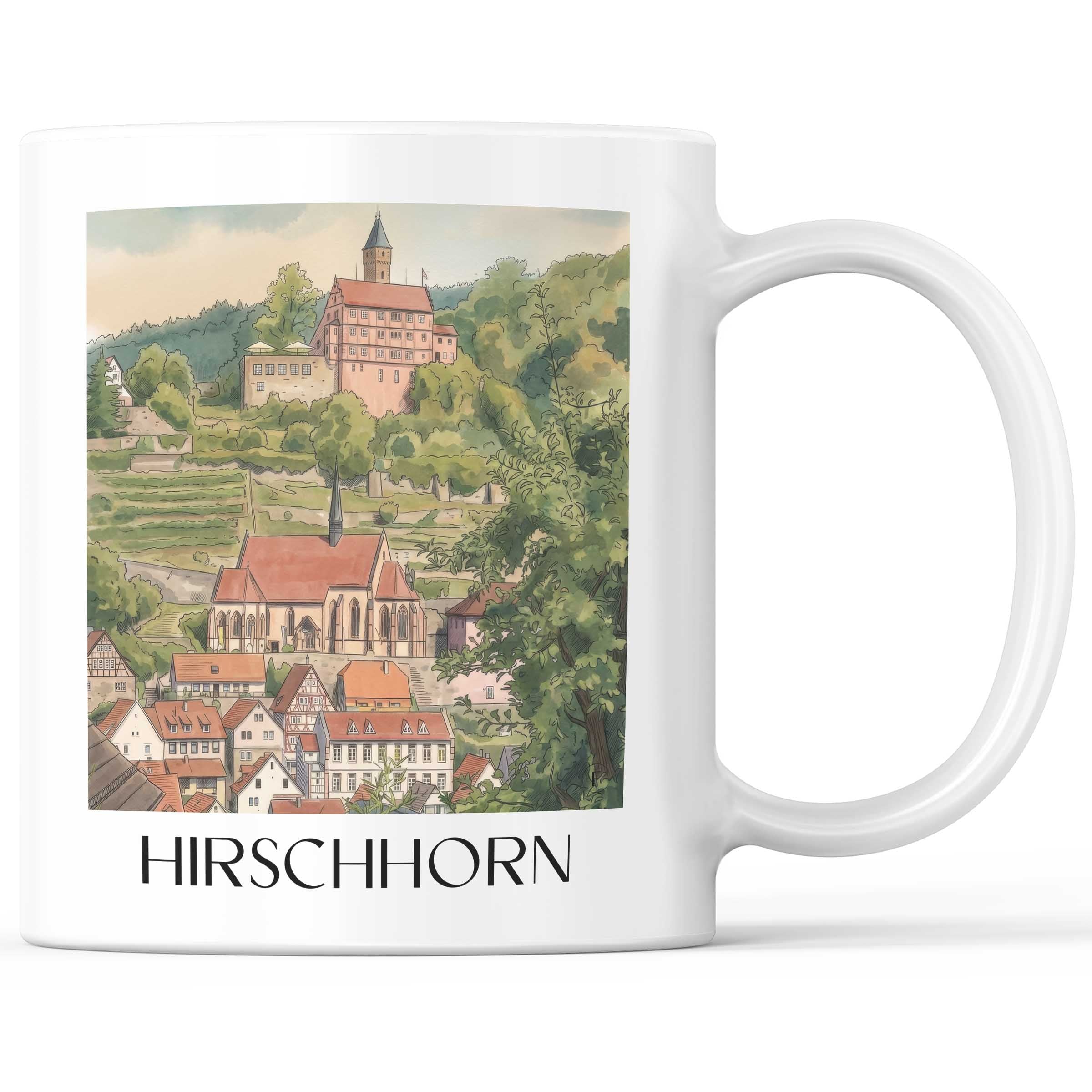 Hirschhorn Kaffeebecher - Odenwald - Deutschland Becher - Kaffeetasse im Aquarell Stil - favplace