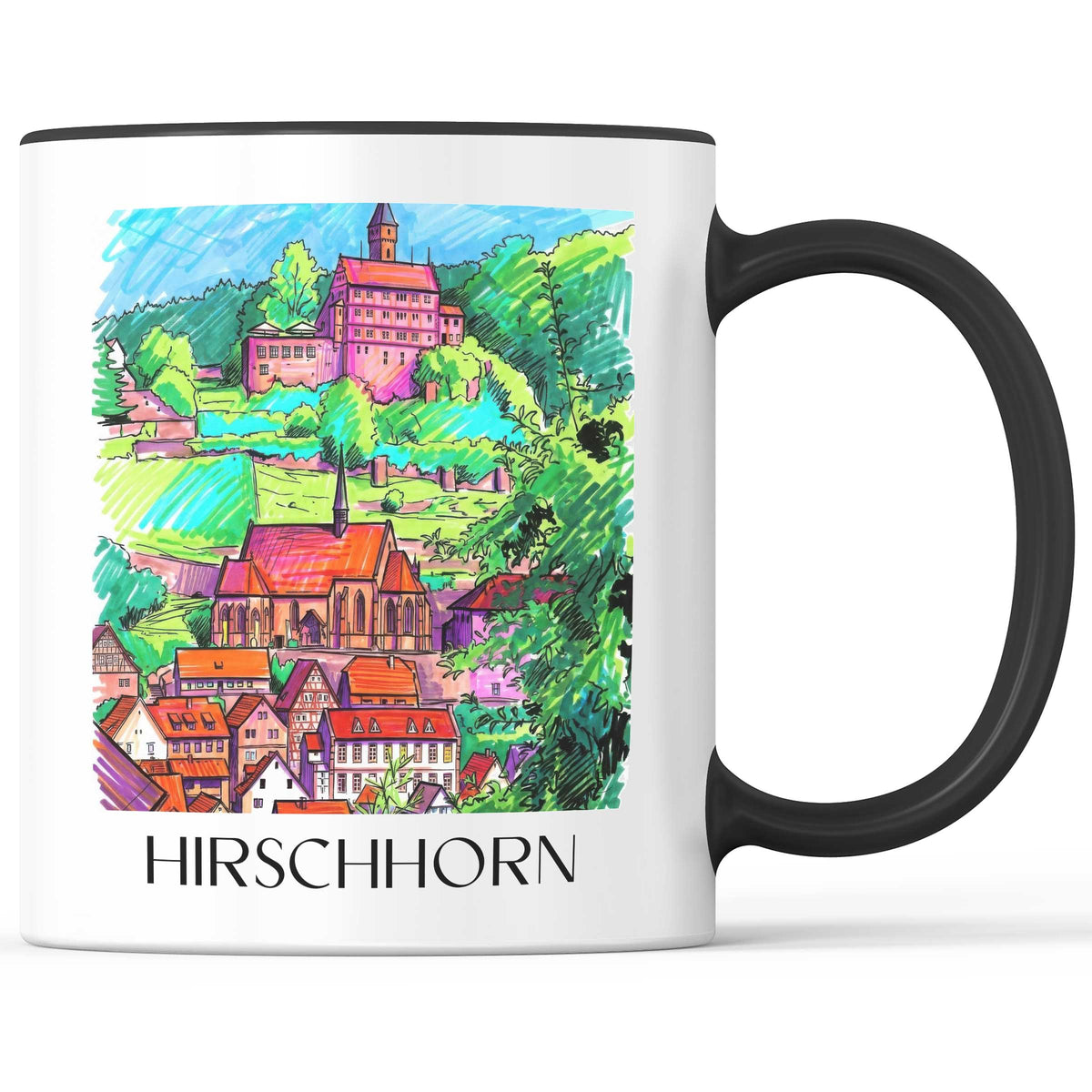 Hirschhorn Kaffeebecher - Odenwald - Deutschland Becher - Kaffeetasse im Tag Graffiti Stil - favplace