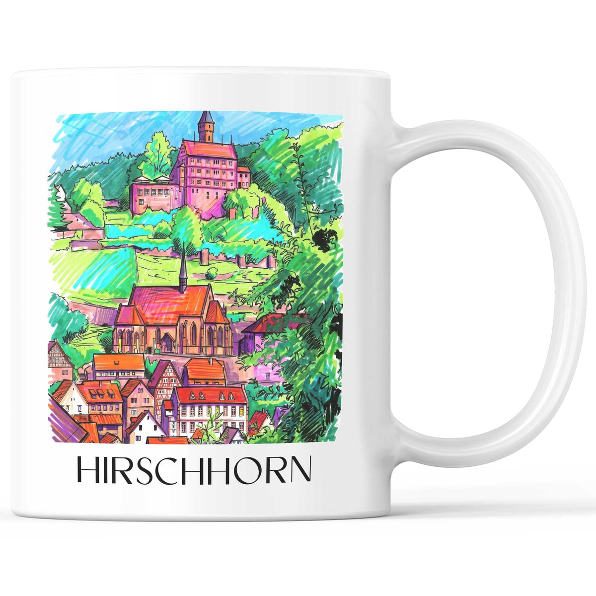 Hirschhorn Kaffeebecher - Odenwald - Deutschland Becher - Kaffeetasse im Tag Graffiti Stil - favplace
