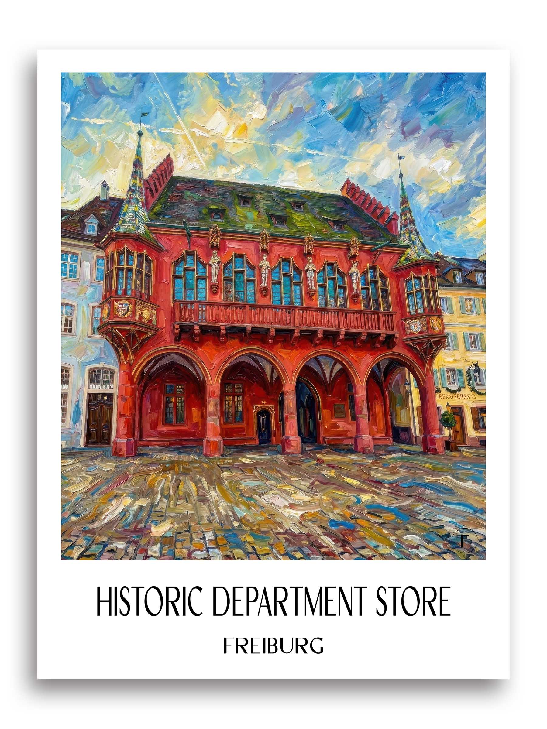 Historisches Kaufhaus Poster - Freiburg - Deutschland Kunstdruck - Ölgemälde von A4 bis A1 - favplace