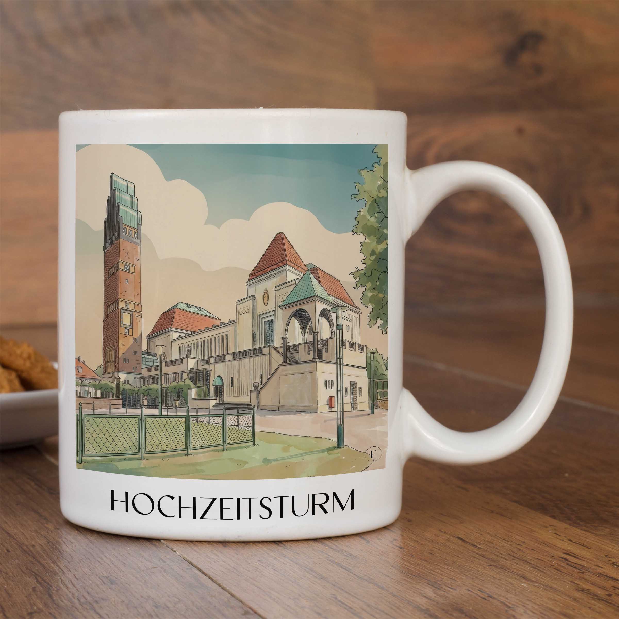 hochzeitsturm-darmstadt-deutschland-kaffeebecher-aquarell