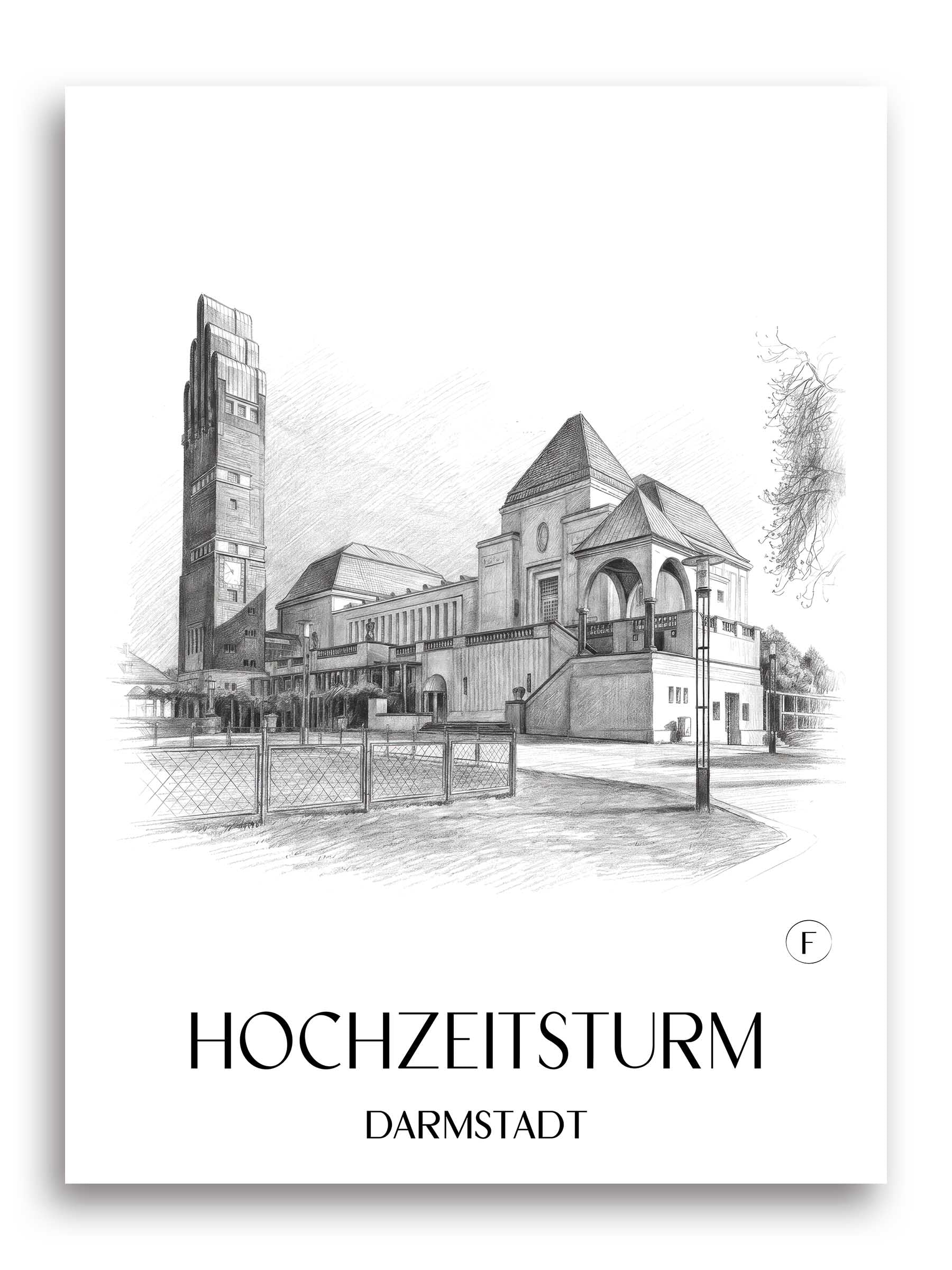 hochzeitsturm-darmstadt-deutschland-poster-bleistift-zeichnung-drawing