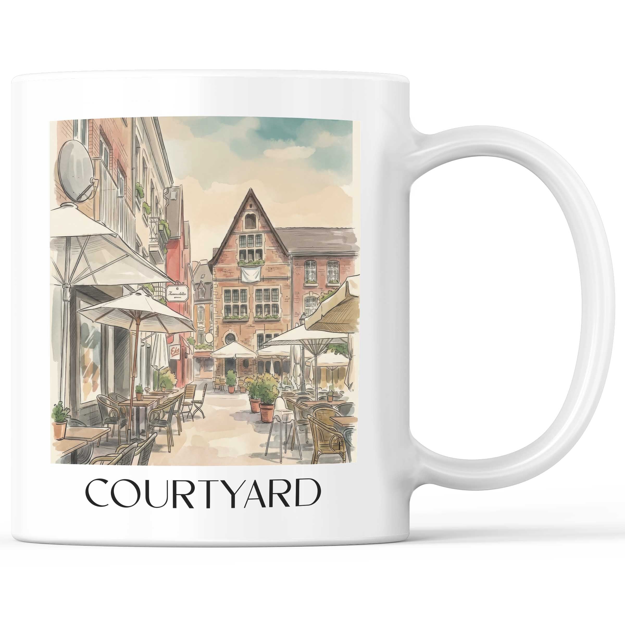 Hof Kaffeebecher - Aachen - Deutschland Becher - Kaffeetasse im Aquarell Stil - favplace