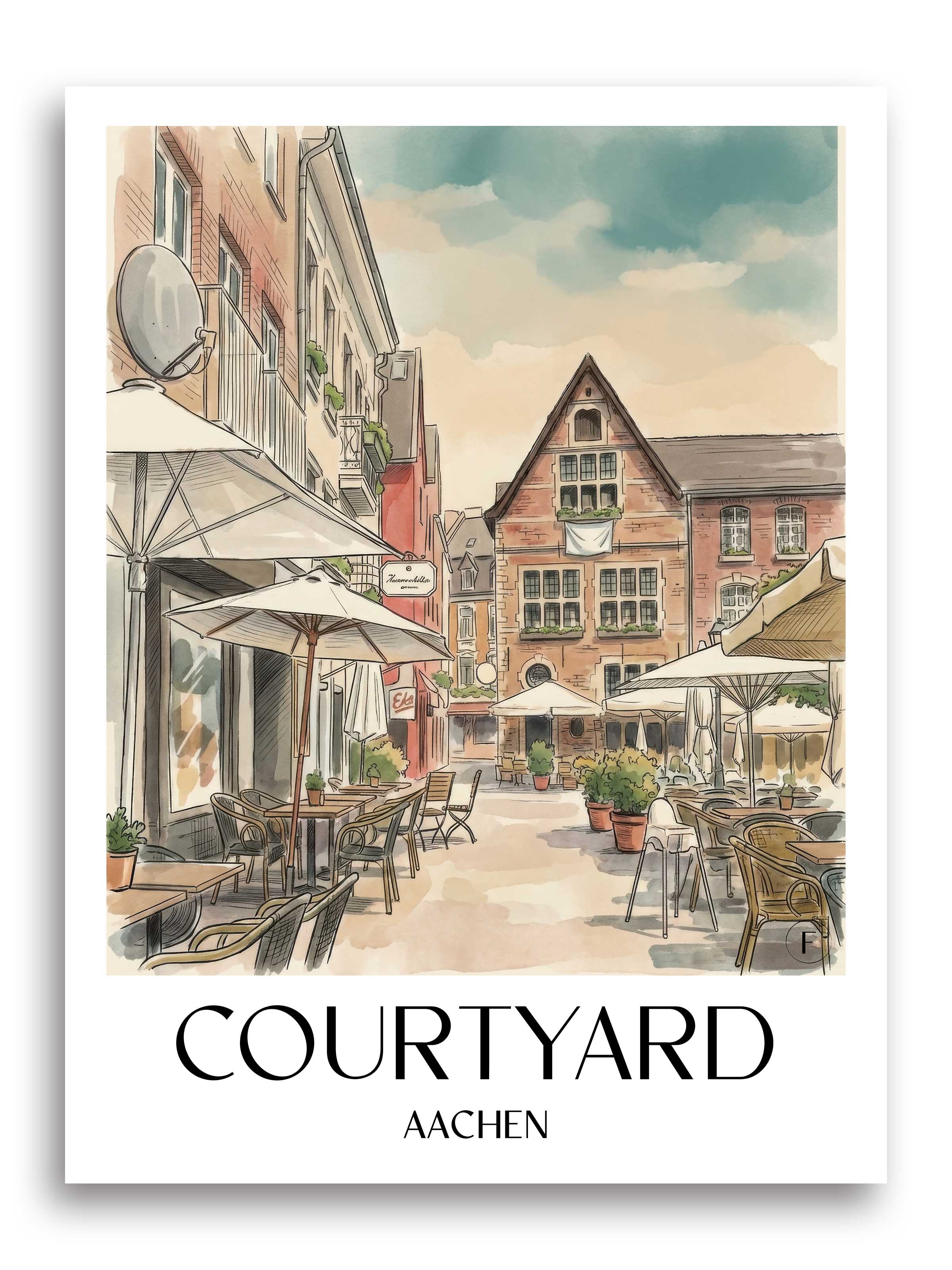 Hof Poster - Aachen - Deutschland Kunstdruck - Aquarell von A4 bis A1 - favplace
