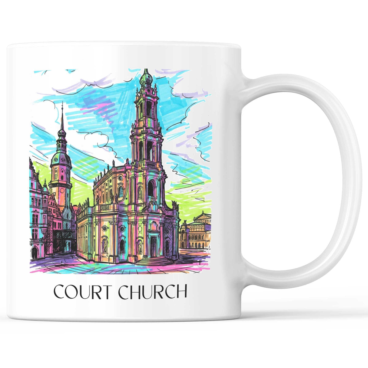 Hofkirche Kaffeebecher - Dresden - Deutschland Becher - Kaffeetasse im Tag Graffiti Stil - favplace