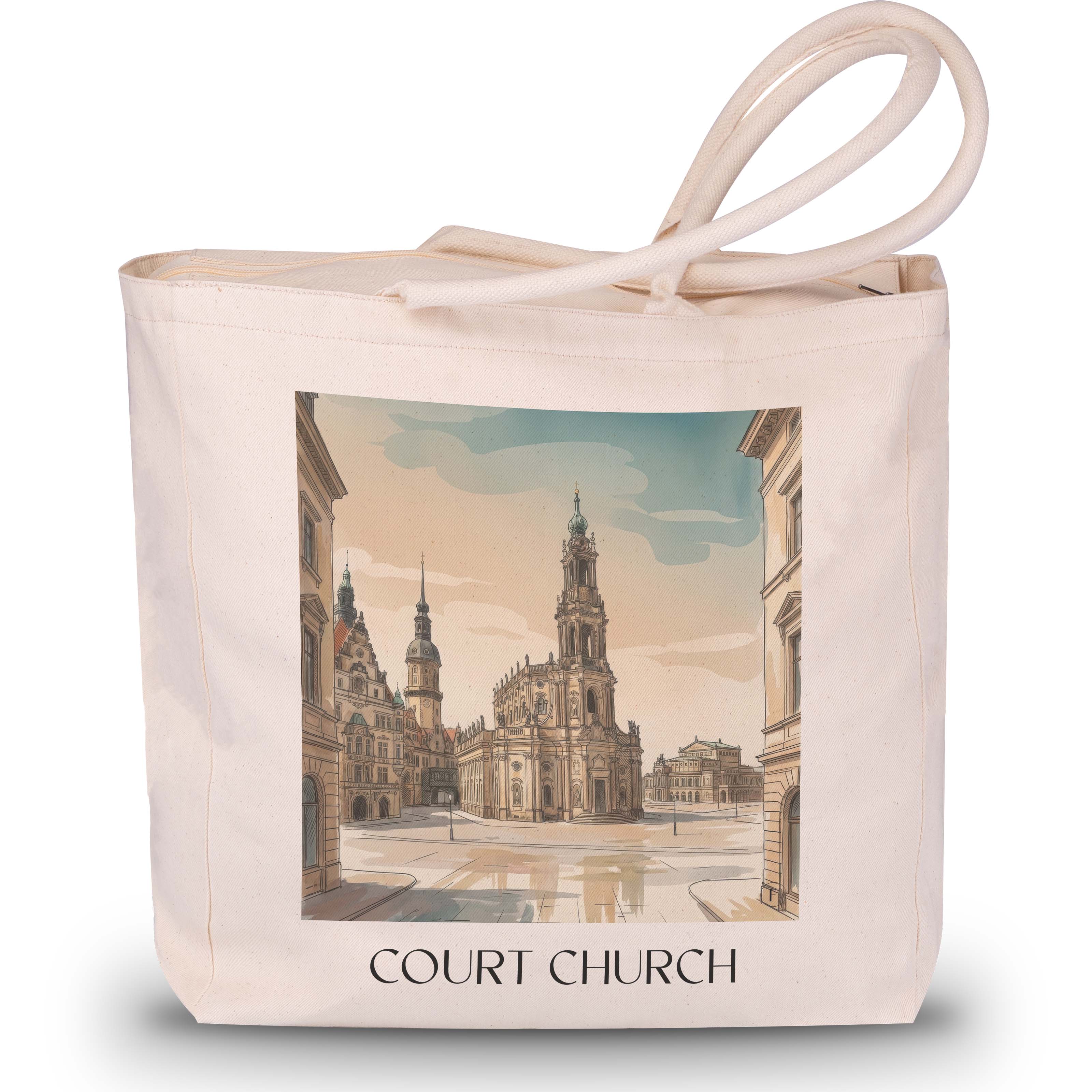 Hofkirche Shopping Tasche - Dresden - Deutschland Tote Bag - Einkaufstasche im Aquarell Stil - favplace