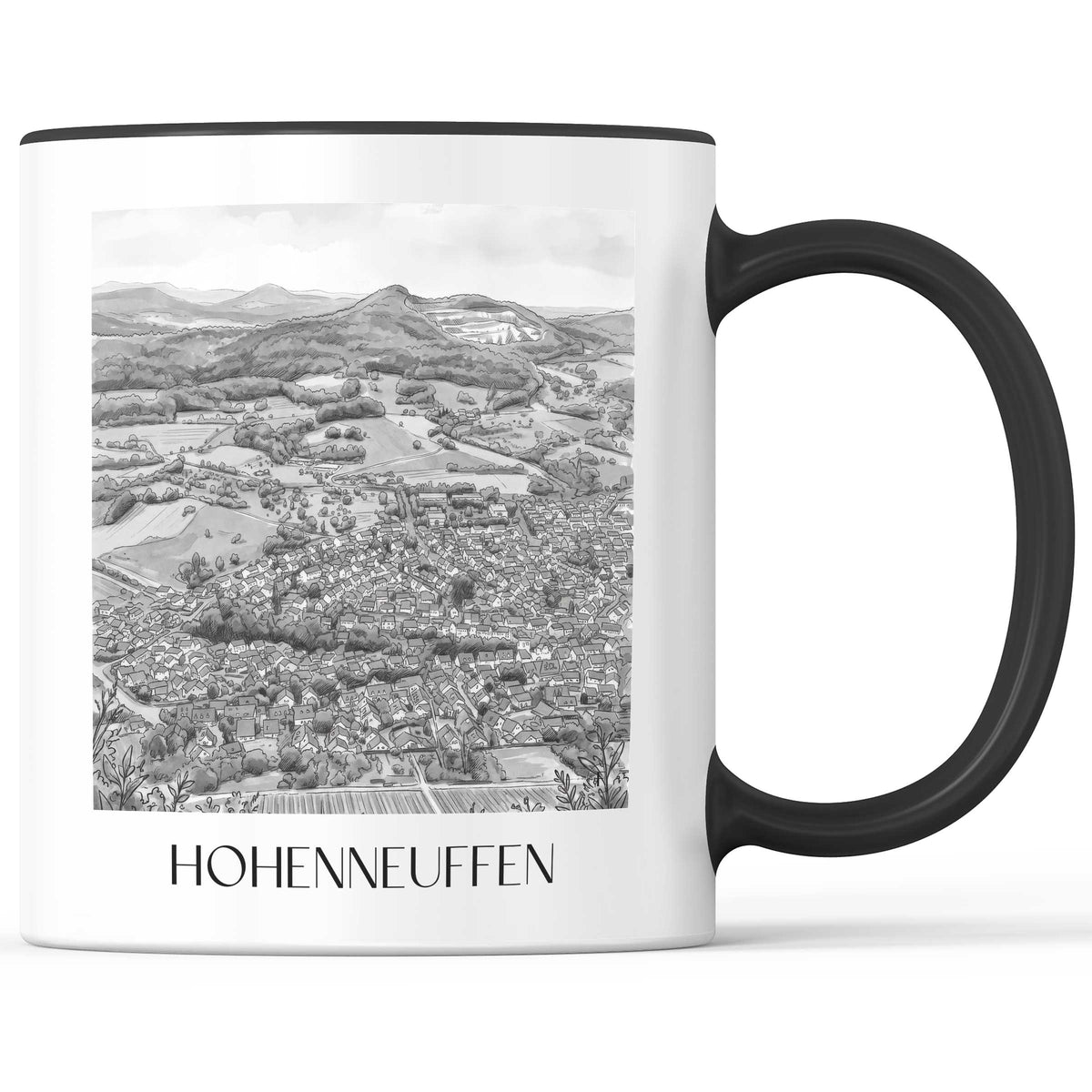 hohenneuffen-deutschland-kaffeebecher-aquarell-schwarz-weiss