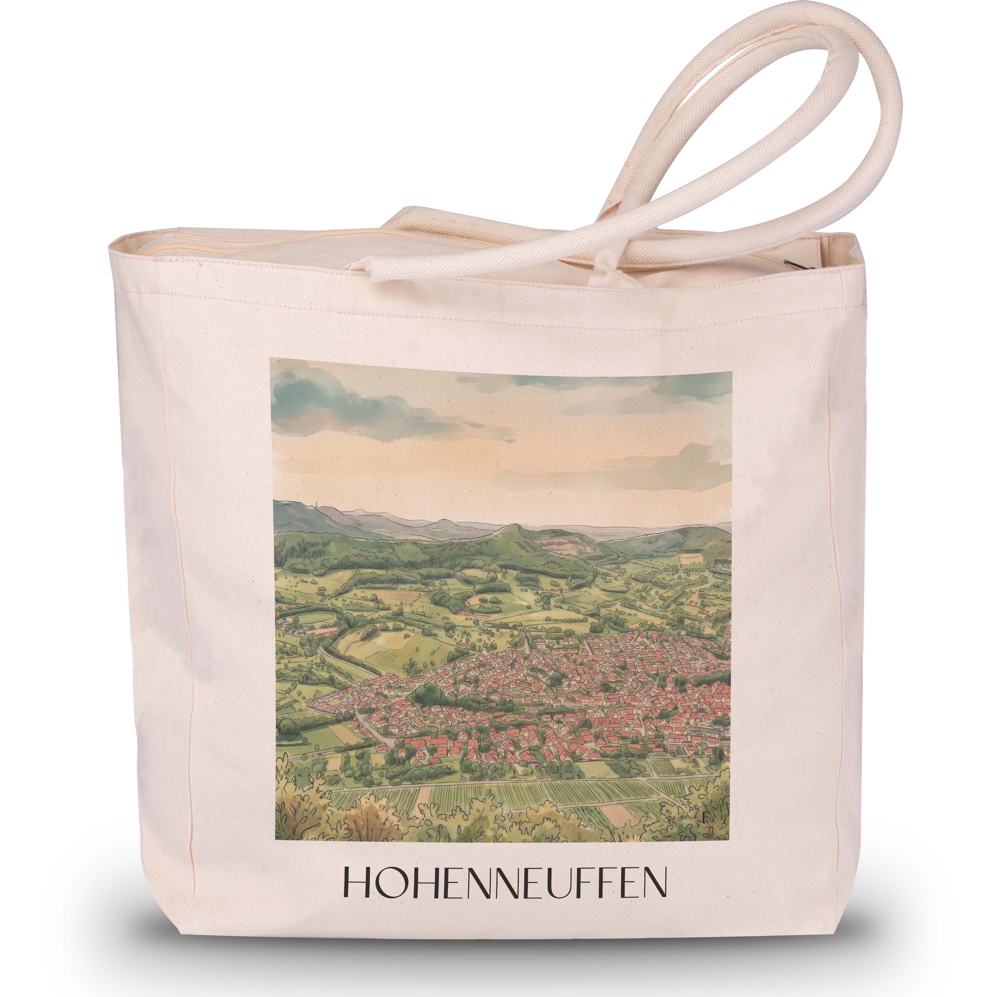 Hohenneuffen - Deutschland Tote Bag - Einkaufstasche im Aquarell Stil - favplace