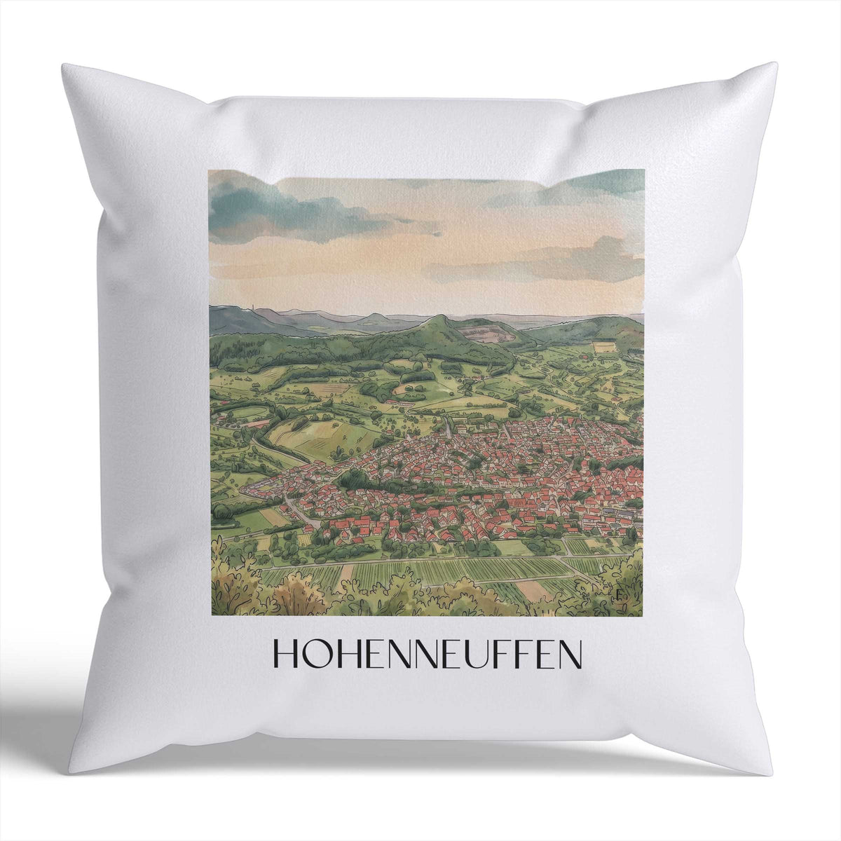 Hohenneuffen Kissenhülle - Zierkissen Bezug - Deutschland - Deutschland Kissen bzw. Kissenbezug im Aquarell Stil - favplace