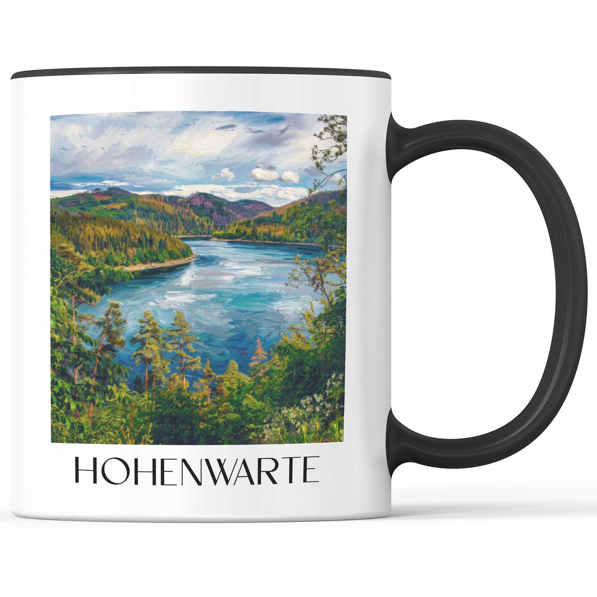 Hohenwarte Kaffeebecher - Thüringer Schiefergebirge - Deutschland Becher - Kaffeetasse im Ölgemälde Stil - favplace