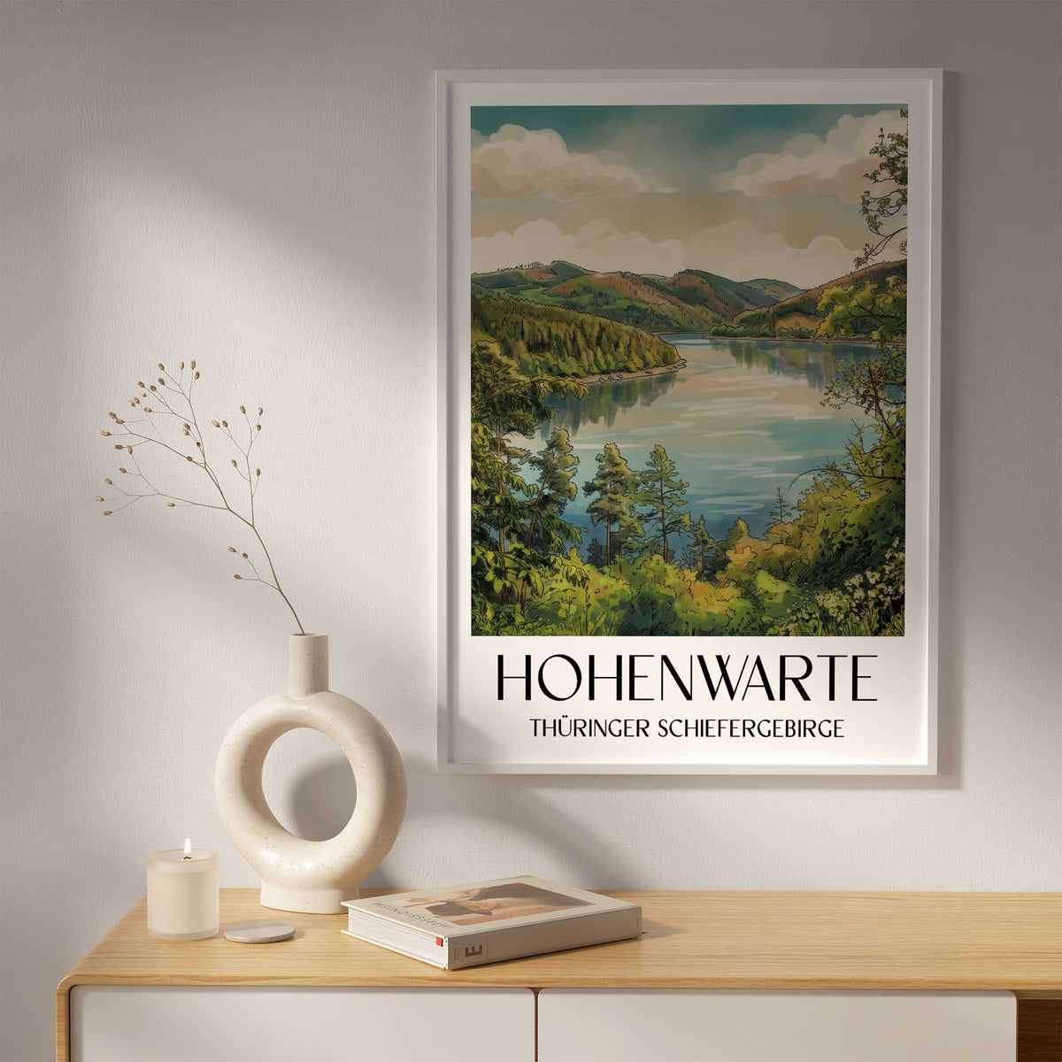 hohenwarte-thüringer-schiefergebirge-deutschland-poster-aquarell