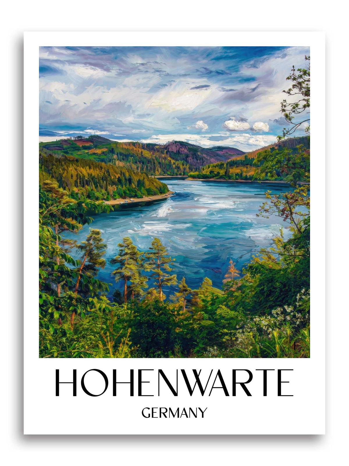 Hohenwarte Poster - Thüringer Schiefergebirge - Deutschland Kunstdruck - Ölgemälde von A4 bis A1 - favplace