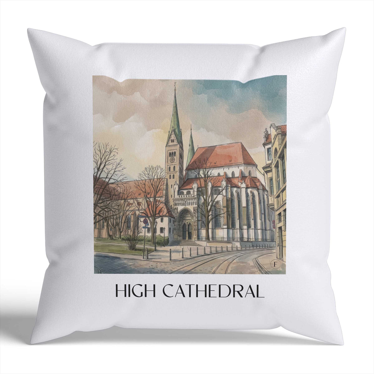 Hoher Dom Kissenhülle - Zierkissen Bezug - Augsburg - Deutschland Kissen bzw. Kissenbezug im Aquarell Stil - favplace