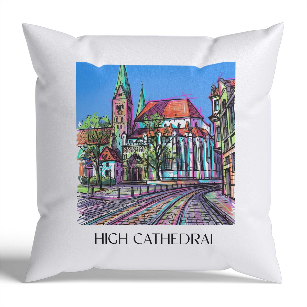 Hoher Dom Kissenhülle - Zierkissen Bezug - Augsburg - Deutschland Kissen bzw. Kissenbezug im Tag Graffiti Stil - favplace