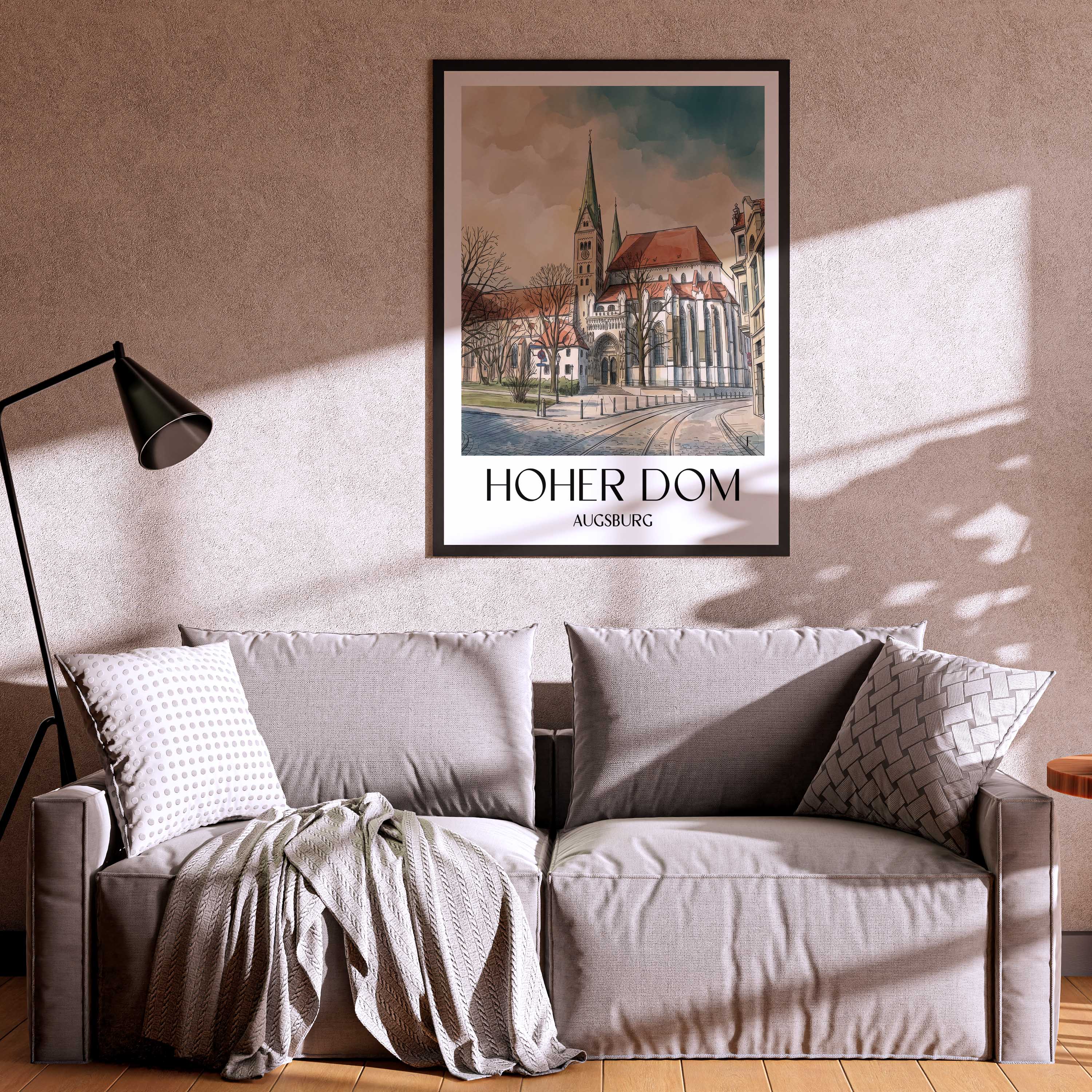 hoher-dom-augsburg-deutschland-poster-aquarell