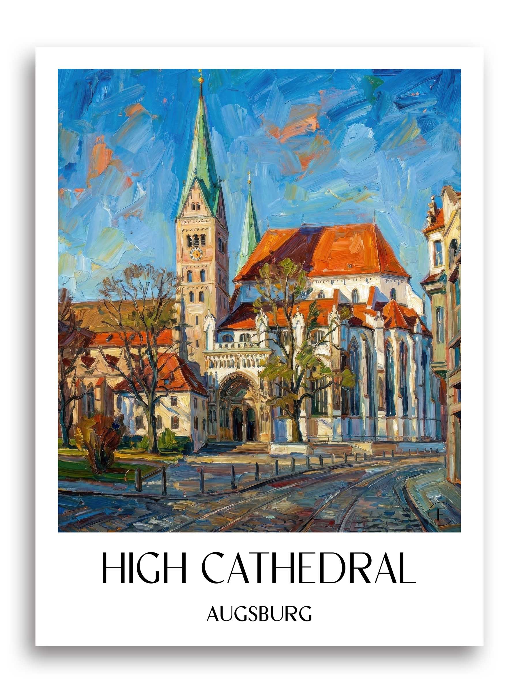 Hoher Dom Poster - Augsburg - Deutschland Kunstdruck - Ölgemälde von A4 bis A1 - favplace