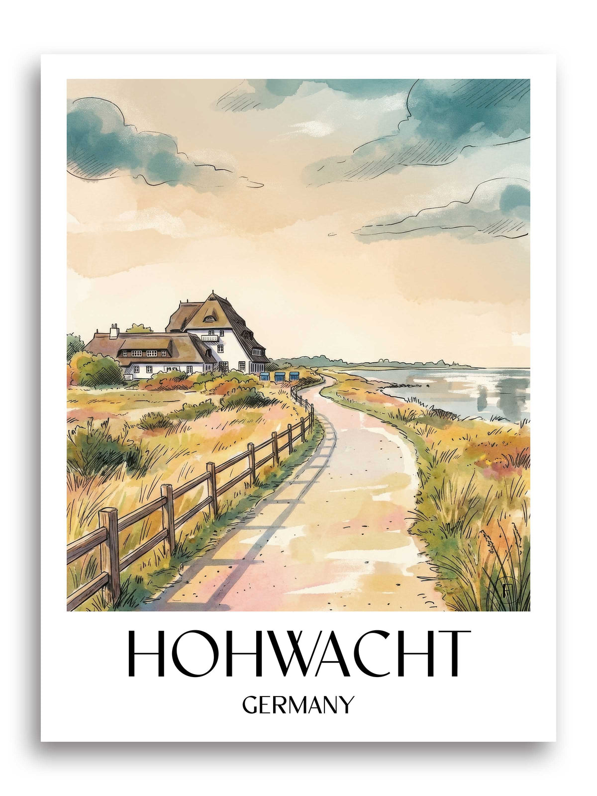 Hohwacht Poster - Holstein - Deutschland Kunstdruck - Aquarell von A4 bis A1 - favplace