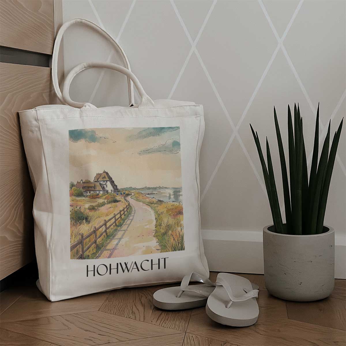 hohwacht-holstein-deutschland-einkaufstasche-aquarell