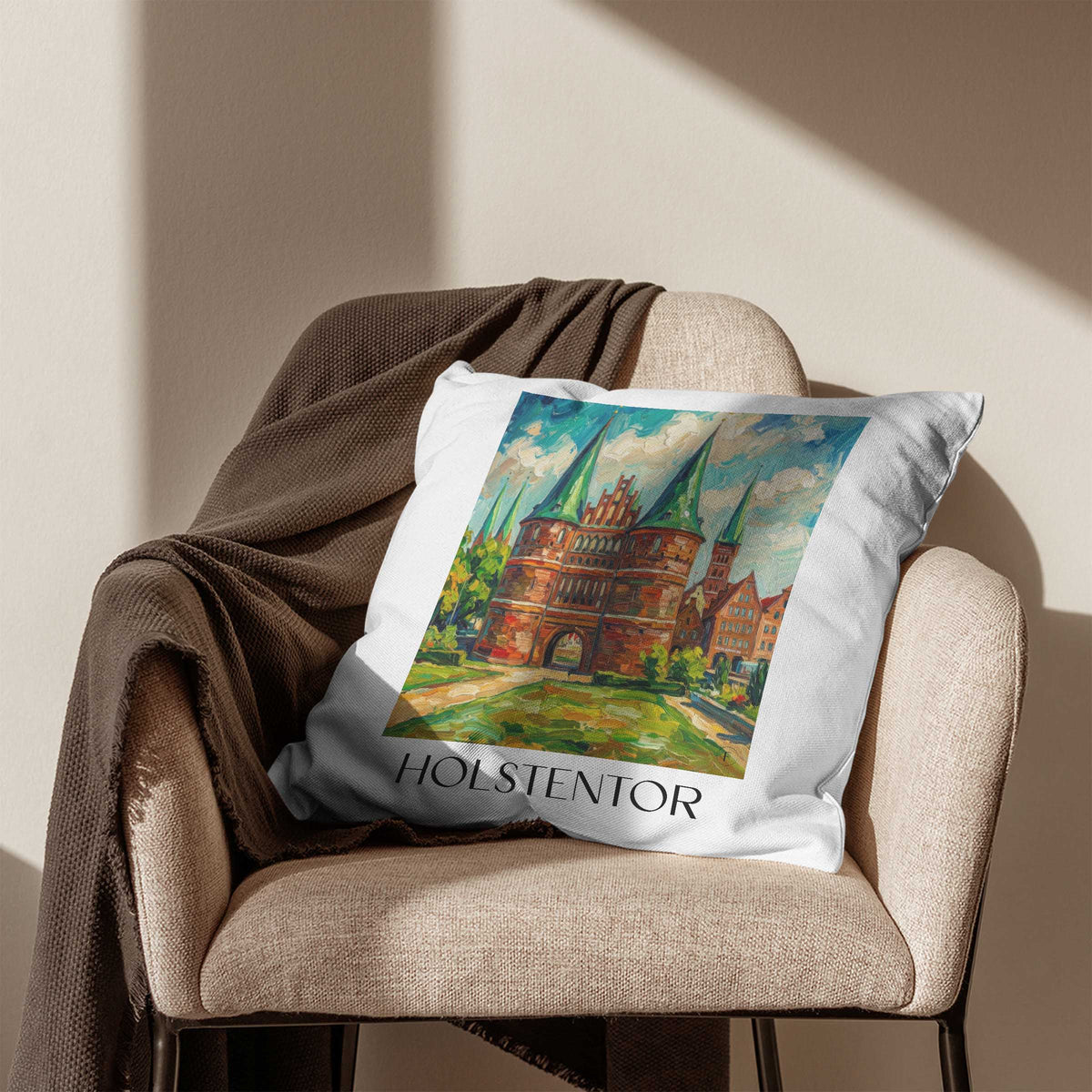 holstentor-lübeck-deutschland-kissenbezug-oil-painting-oelgemaelde