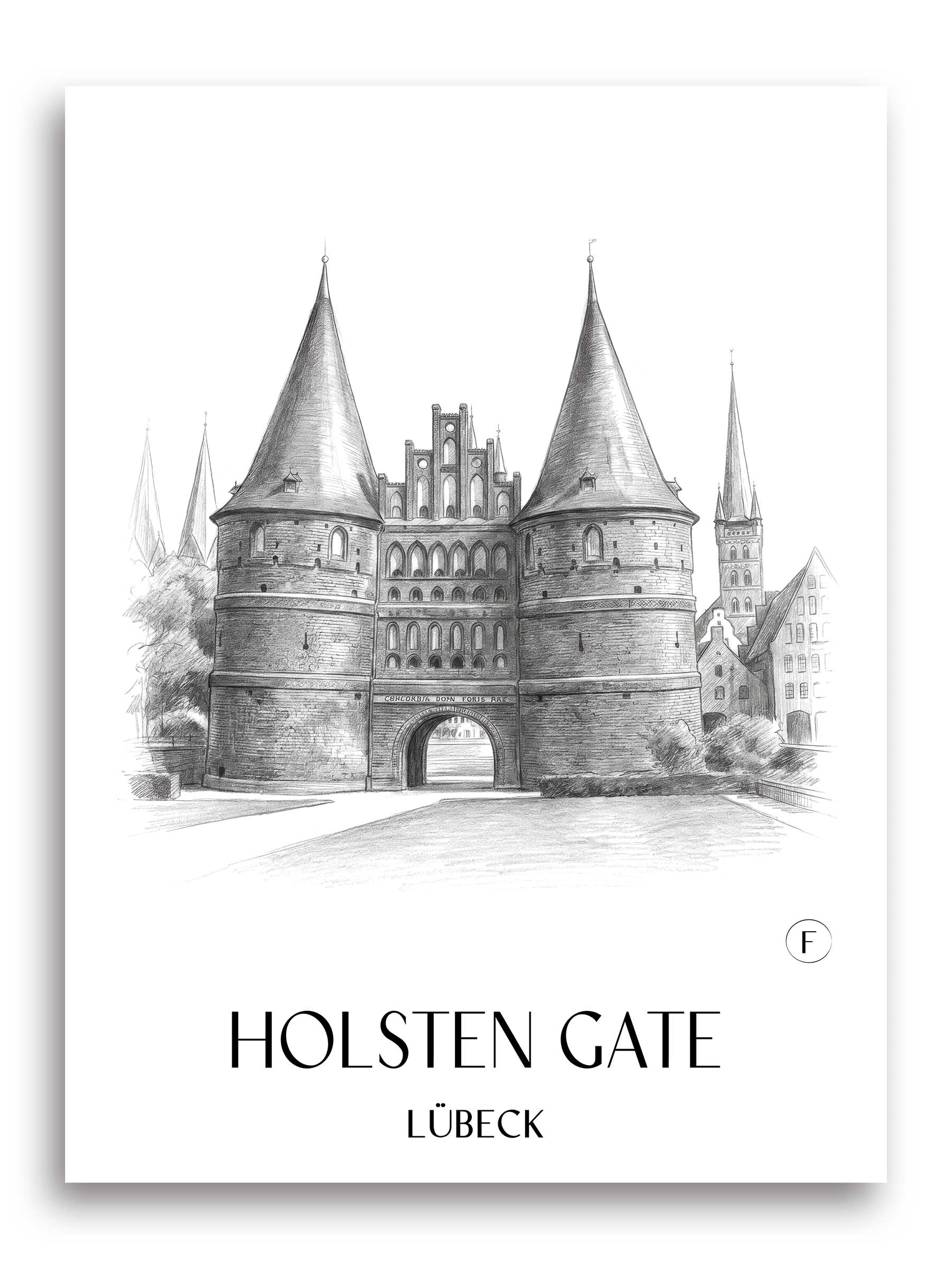 Holstentor Poster - Lübeck - Deutschland Kunstdruck - Zeichnung von A4 bis A1