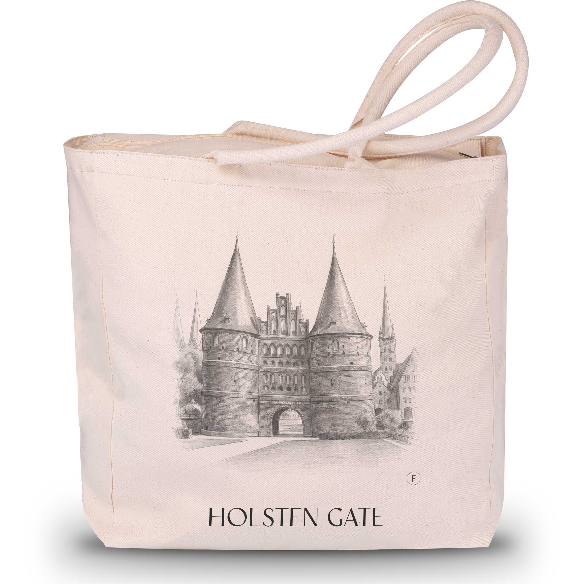 Holstentor Shopping Tasche - Lübeck - Deutschland Tote Bag - Einkaufstasche im Zeichnung Stil