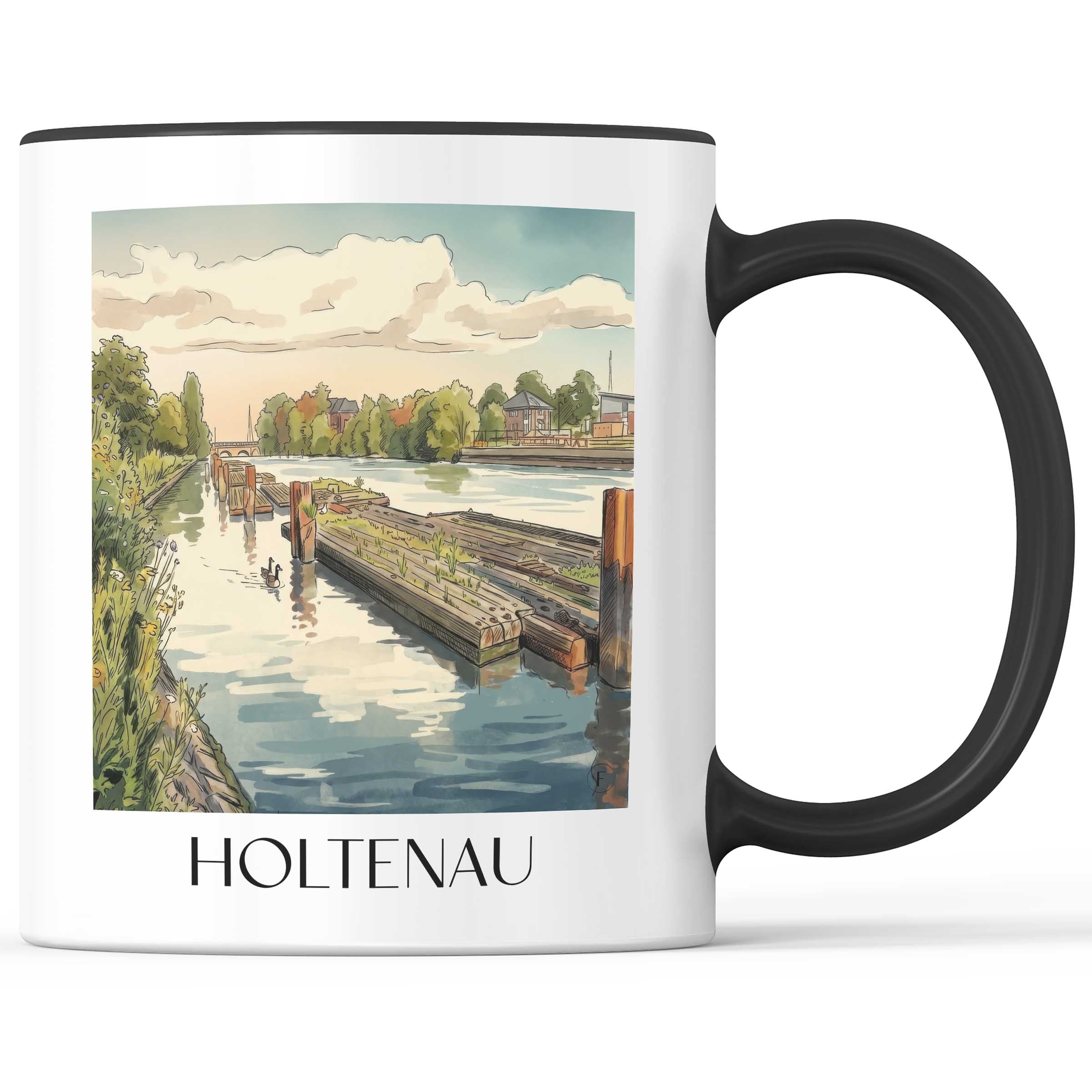 Holtenau Kaffeebecher - Kiel - Deutschland Becher - Kaffeetasse im Aquarell Stil - favplace