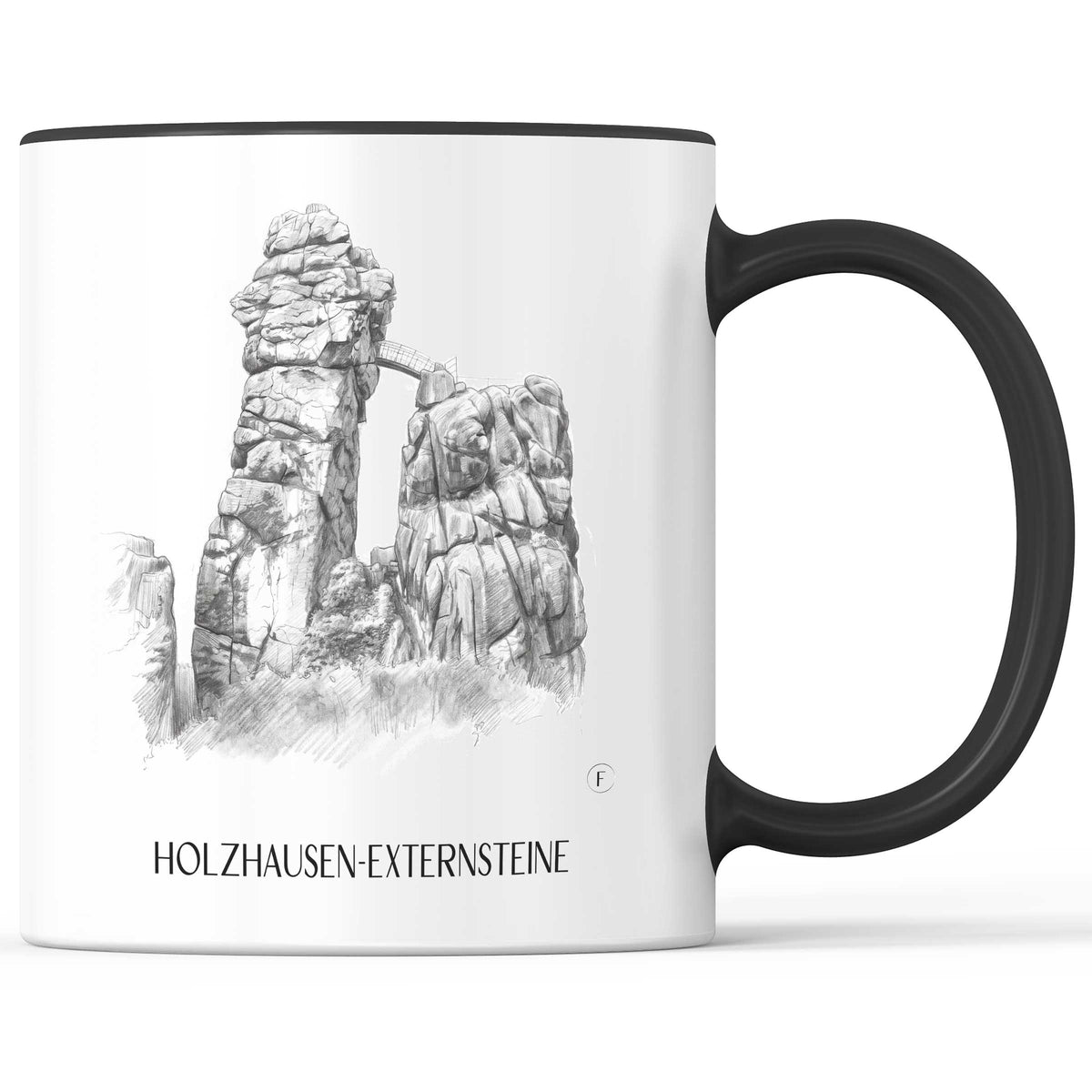 Holzhausen-Externsteine Kaffeebecher - Teutoburger Wald - Deutschland Becher - Kaffeetasse im Zeichnung Stil - favplace