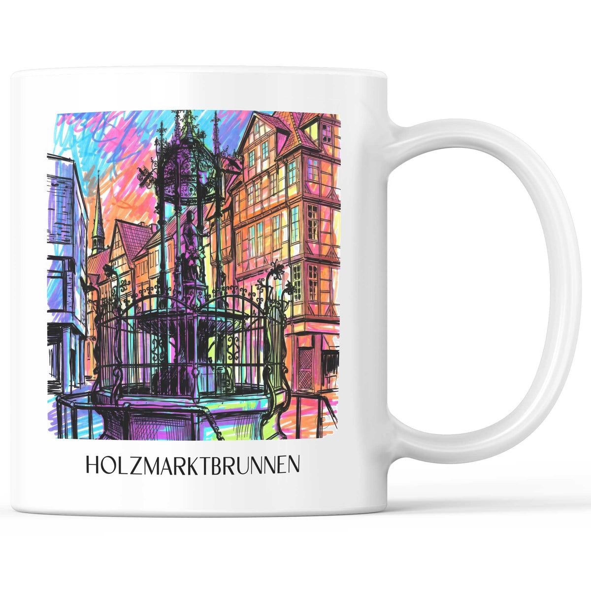 Holzmarktbrunnen Kaffeebecher - Hannover - Deutschland Becher - Kaffeetasse im Tag Graffiti Stil - favplace