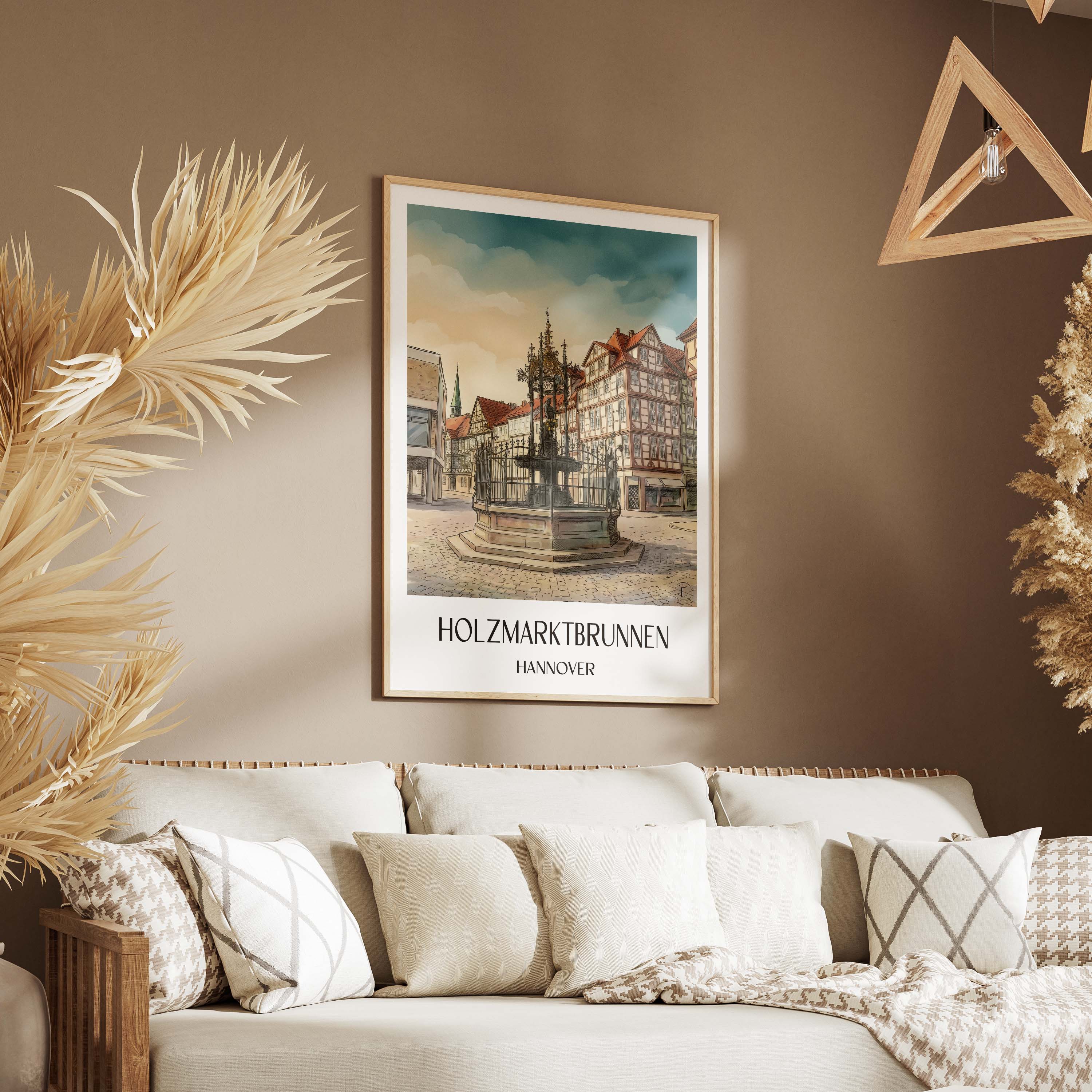 holzmarktbrunnen-hannover-deutschland-poster-aquarell