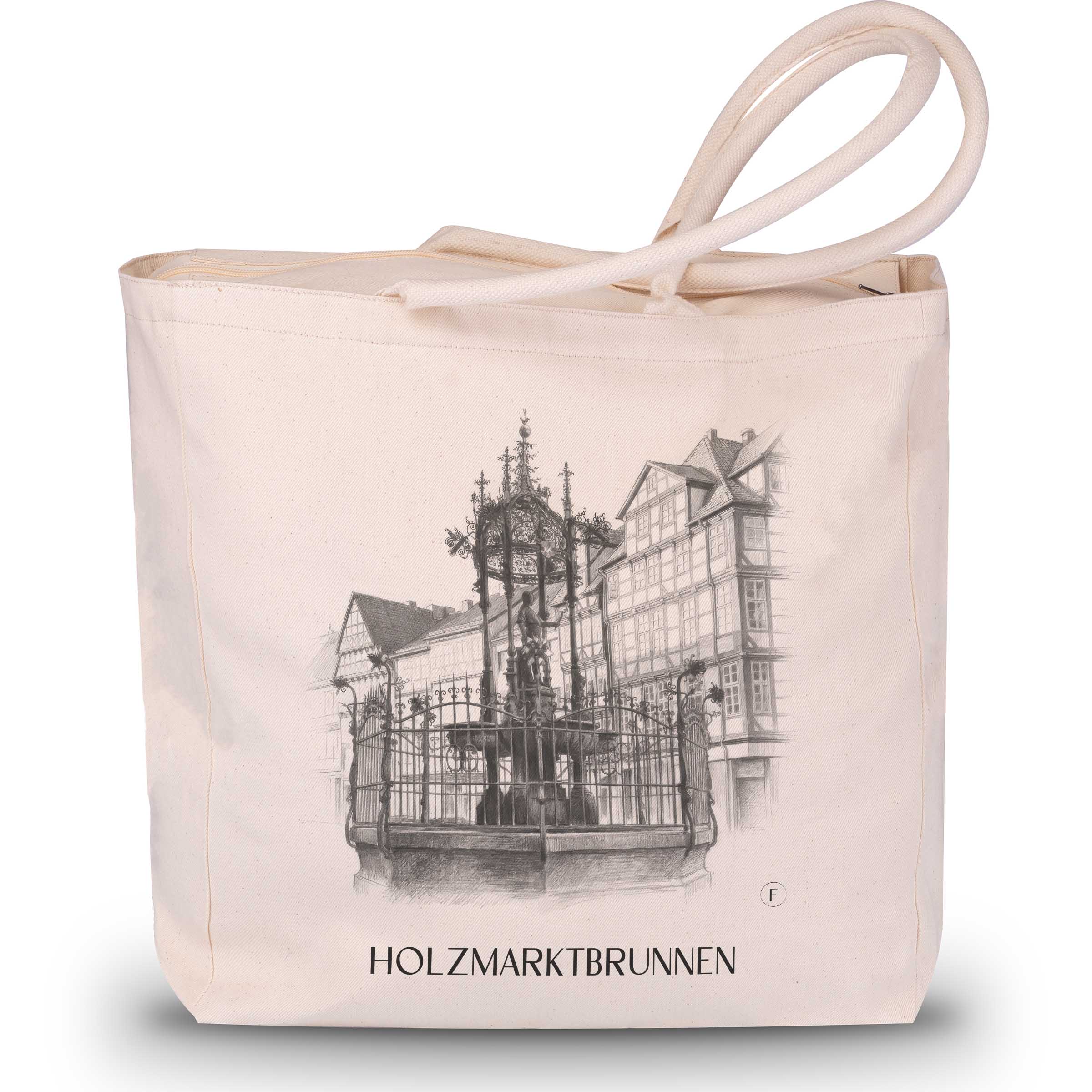 Holzmarktbrunnen Shopping Bag - Hanover - Germany Tote Bag - Drawing Style Shopping Bag