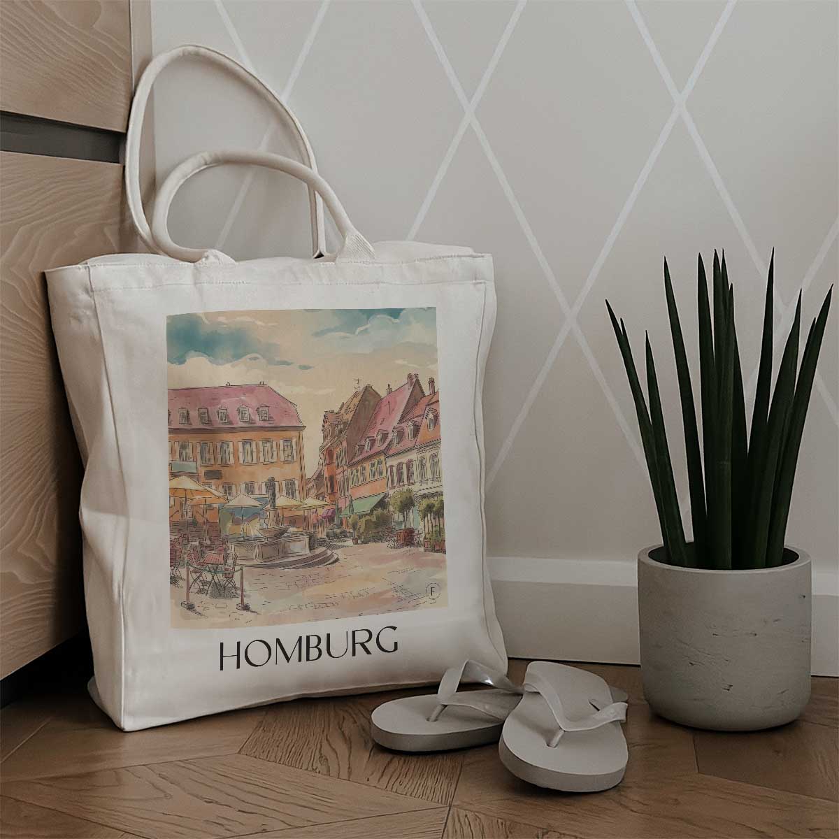 homburg-saarland-deutschland-einkaufstasche-aquarell