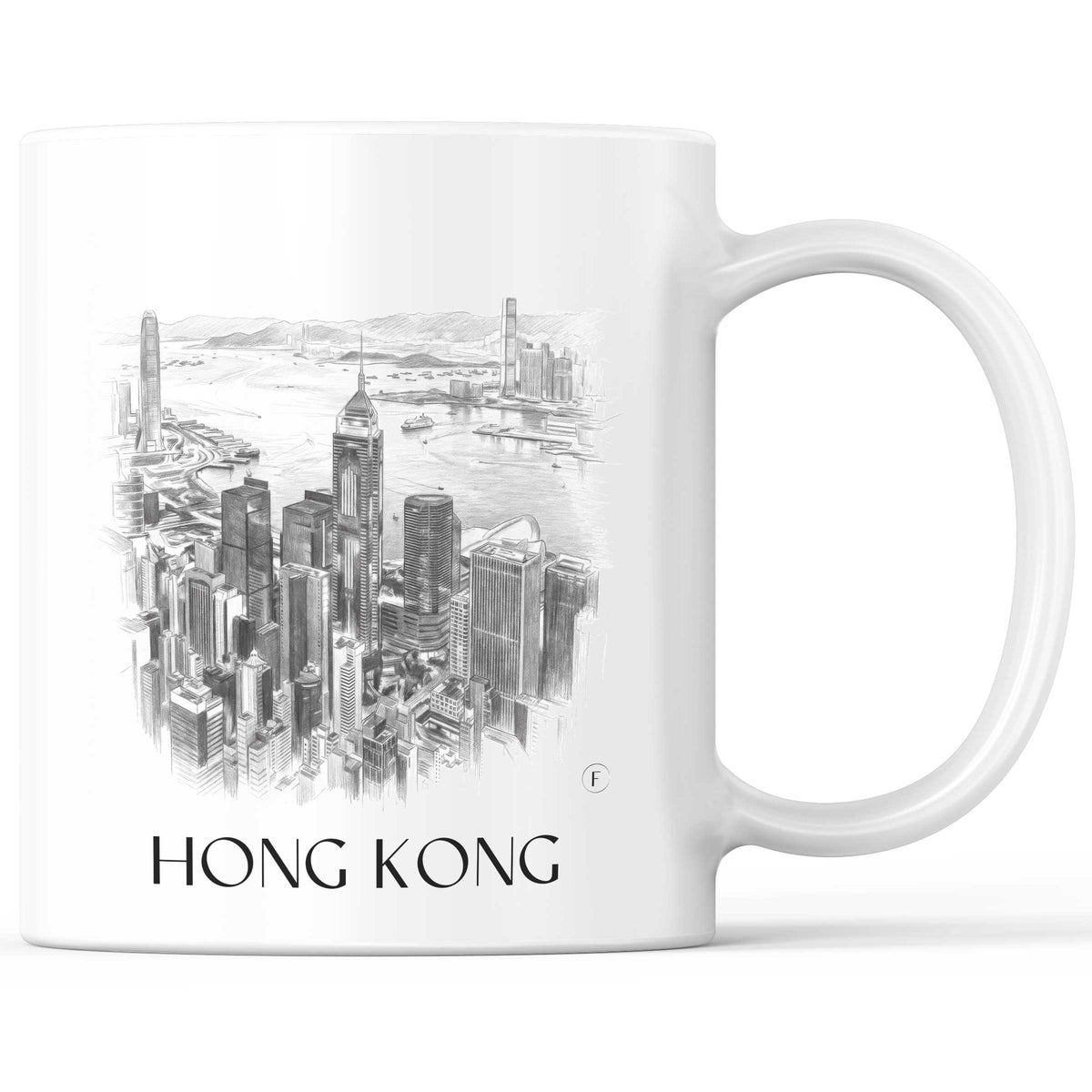 Hong Kong - China Becher - Kaffeetasse im Zeichnung Stil - favplace