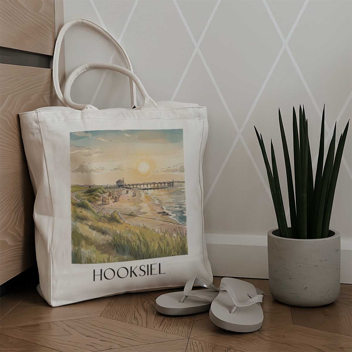 hooksiel-ostfriesland-deutschland-einkaufstasche-aquarell