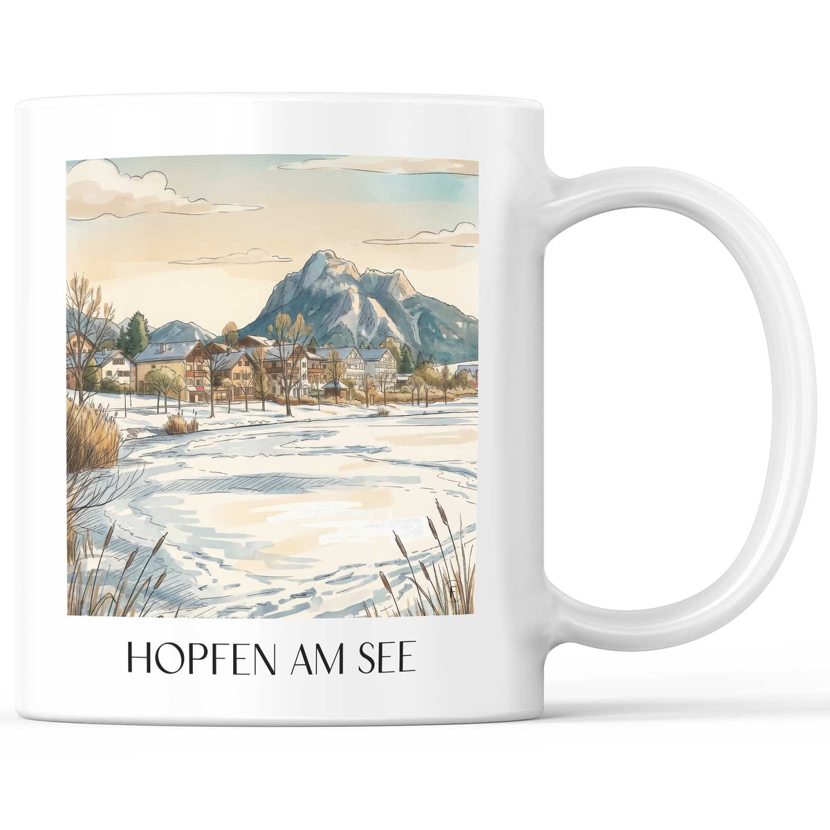 Hopfen am See Kaffeebecher - Ostallgäu - Deutschland Becher - Kaffeetasse im Aquarell Stil - favplace