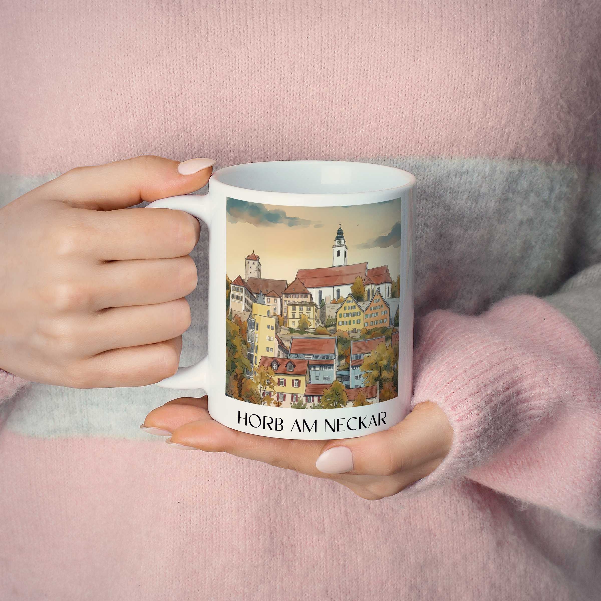 horb-am-neckar-neckartal-deutschland-kaffeebecher-aquarell