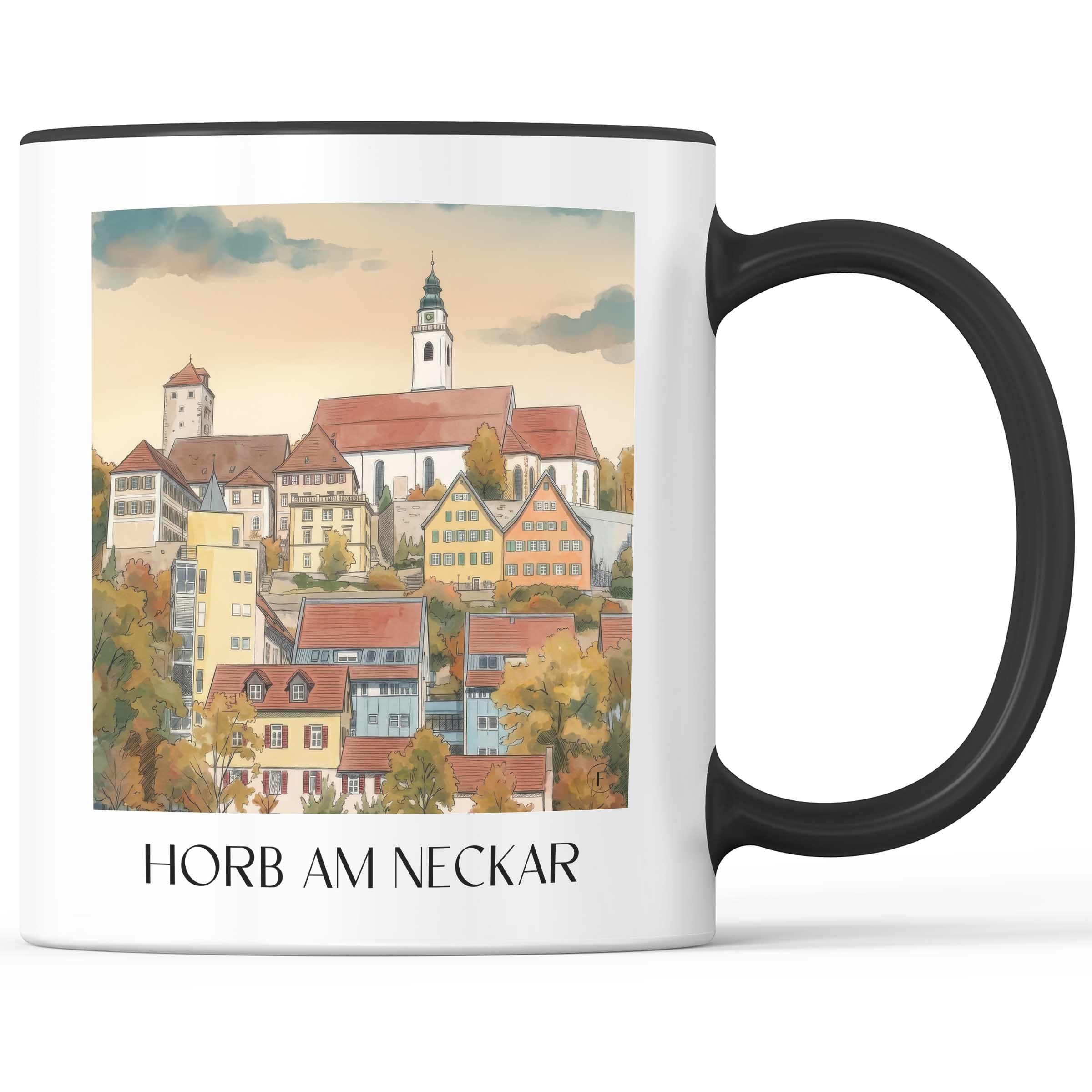 Horb am Neckar Kaffeebecher - Neckartal - Deutschland Becher - Kaffeetasse im Aquarell Stil - favplace