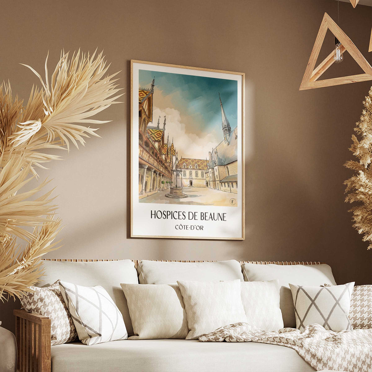 hospices-de-beaune-côte-d'or-frankreich-poster-aquarell