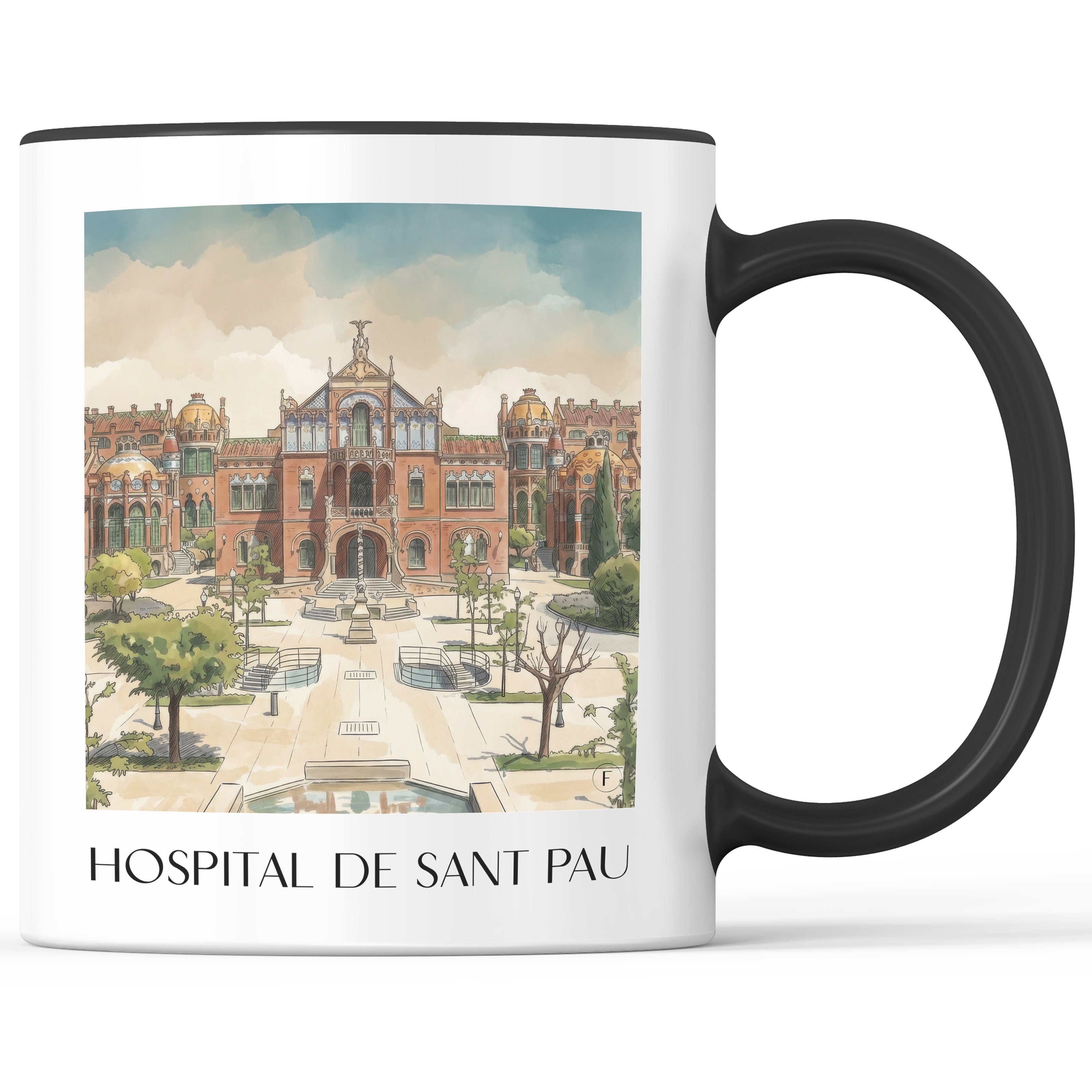 hospital-de-sant-pau-barcelona-spanien-kaffeebecher-aquarell